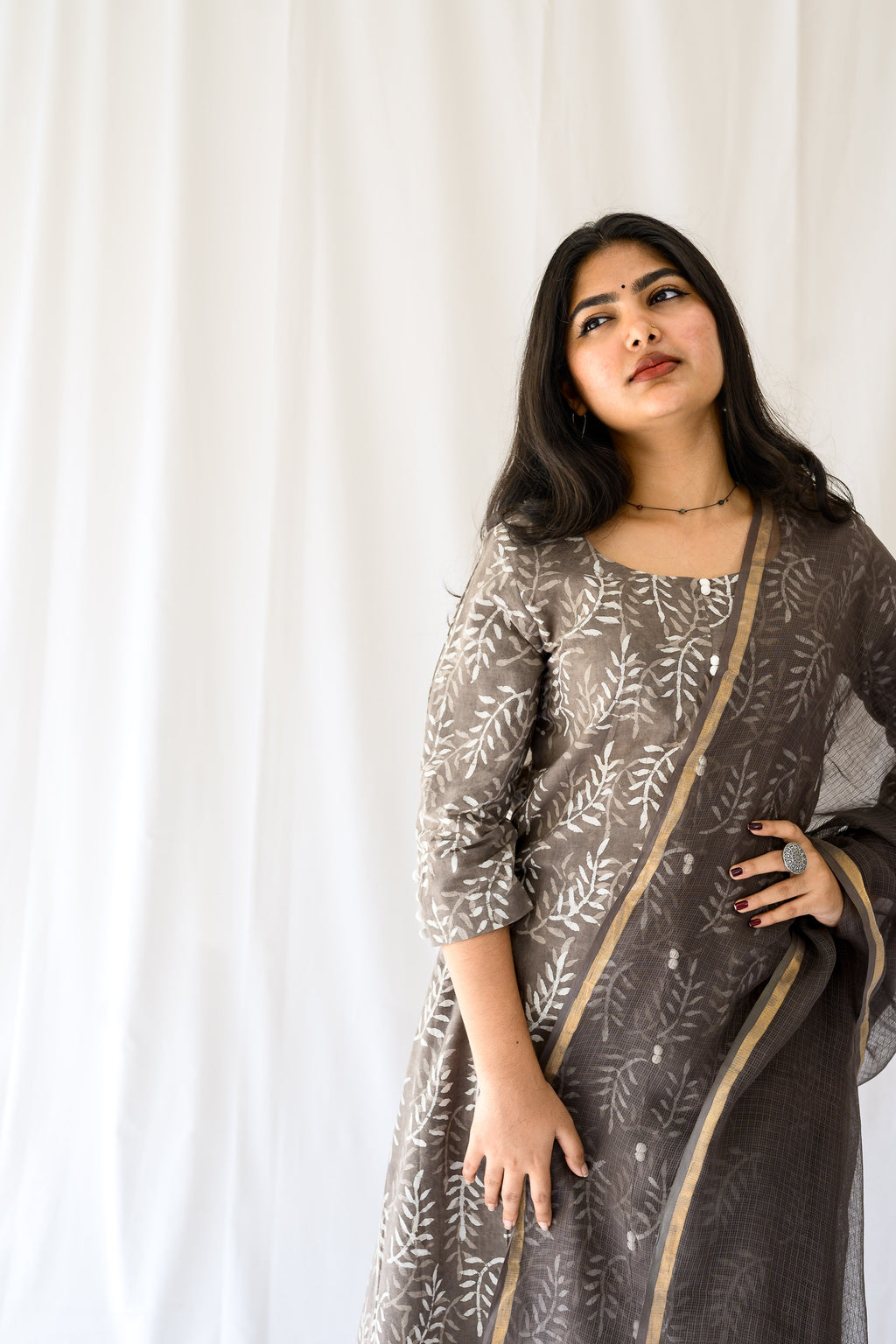 Set of 2- Stone Bagru Aline Kurta & Pants Set