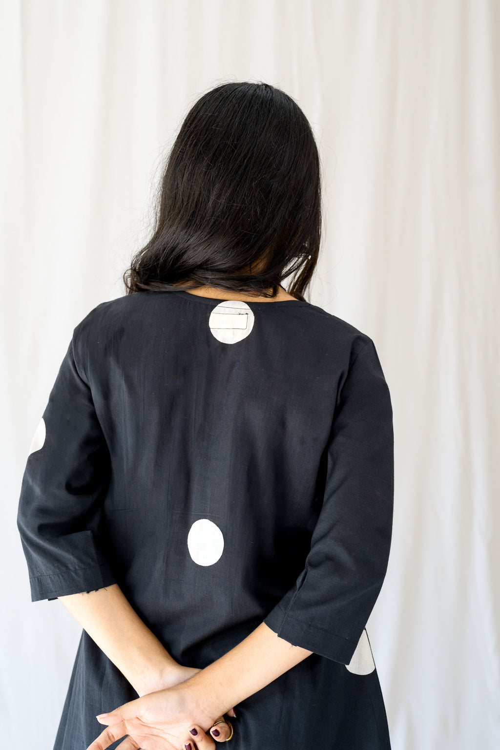 Set of 2- Polka Loca Black Box Pleated Kurtas & Pants