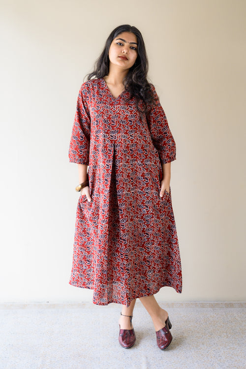 Meherika Madder Red Ajrakh Dress