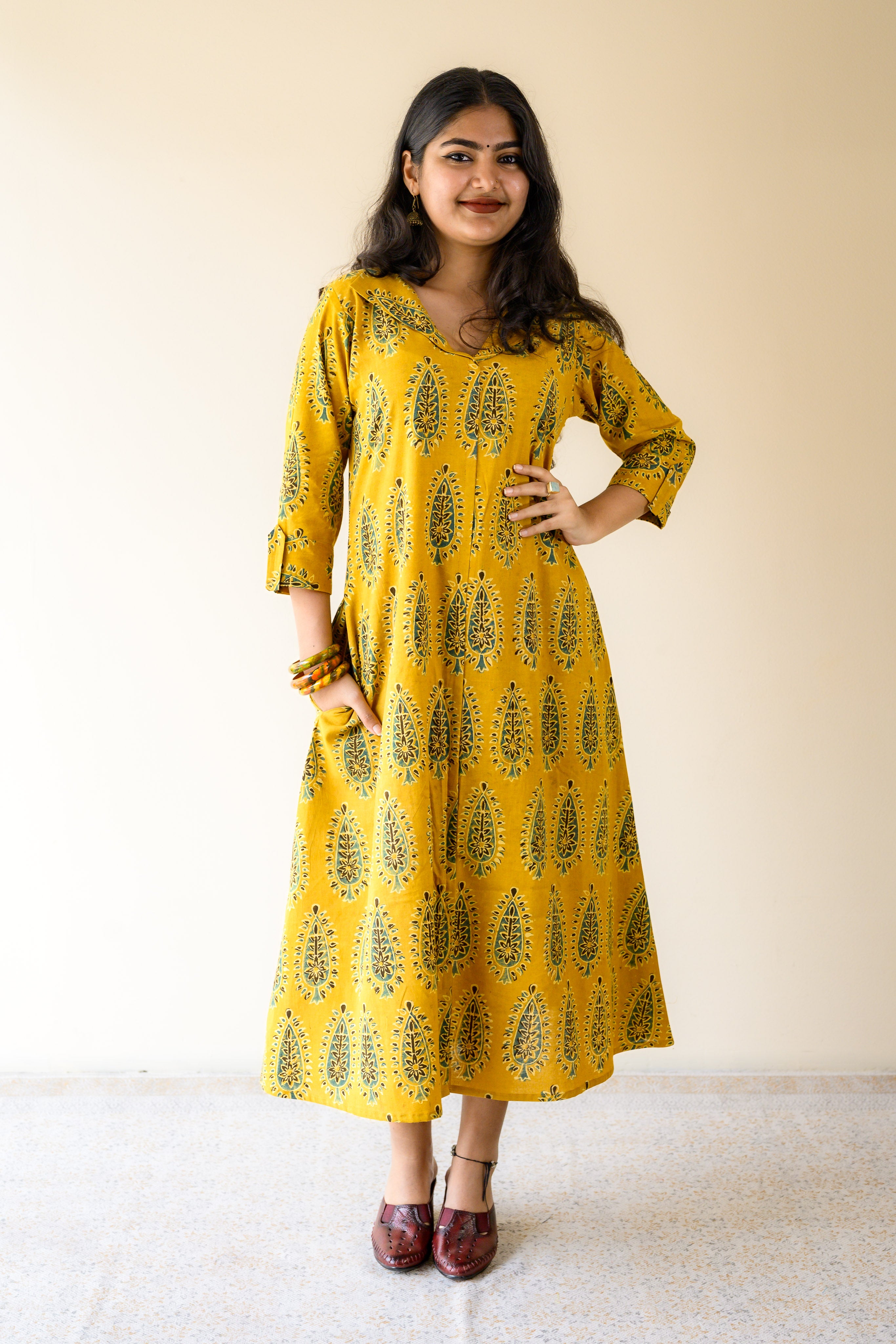 Ruhaani Turmeric Ajrakh Dress