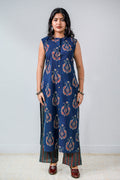 Pankhuri Indigo Ajrakh Sleeveless Kurta