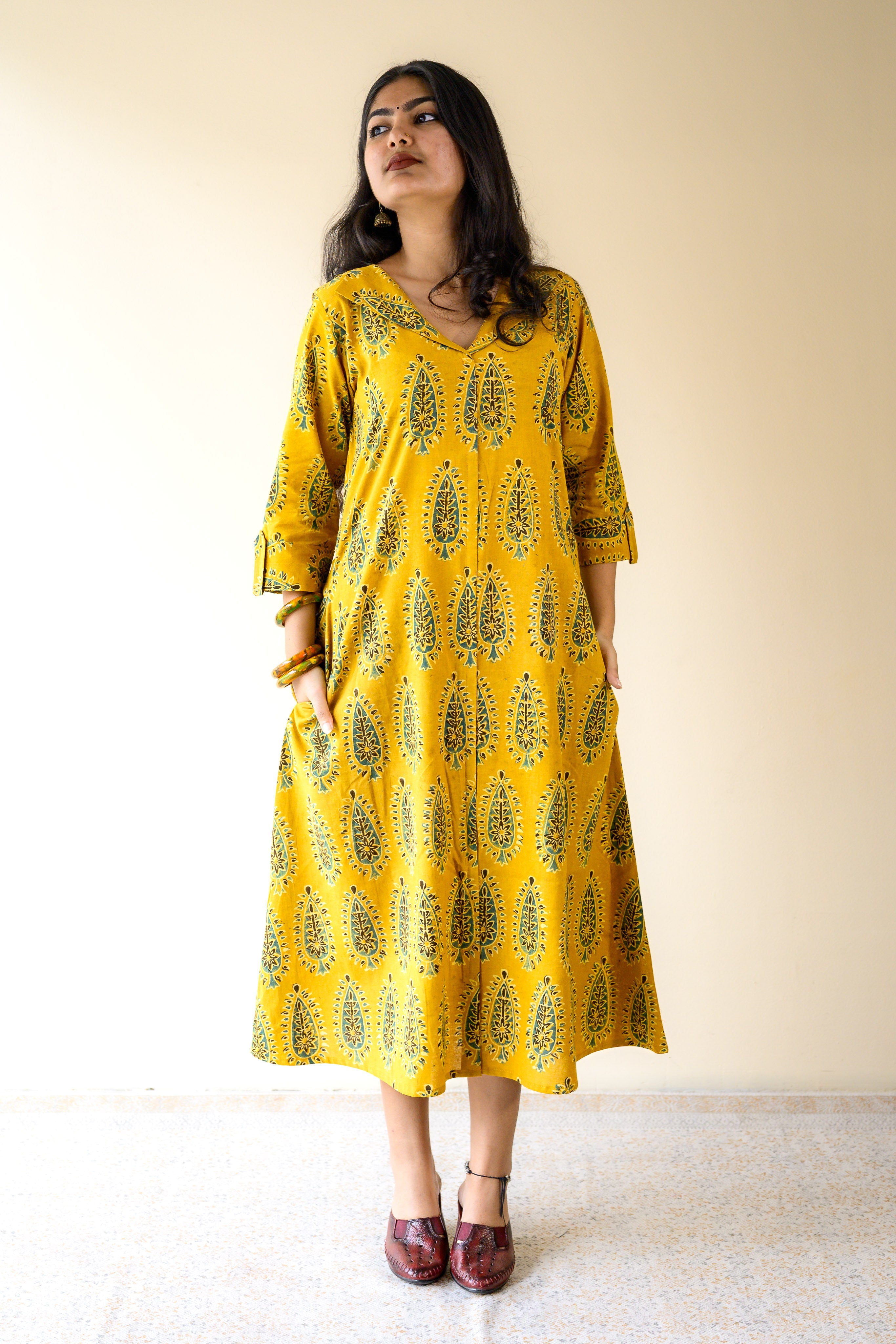 Ruhaani Turmeric Ajrakh Dress