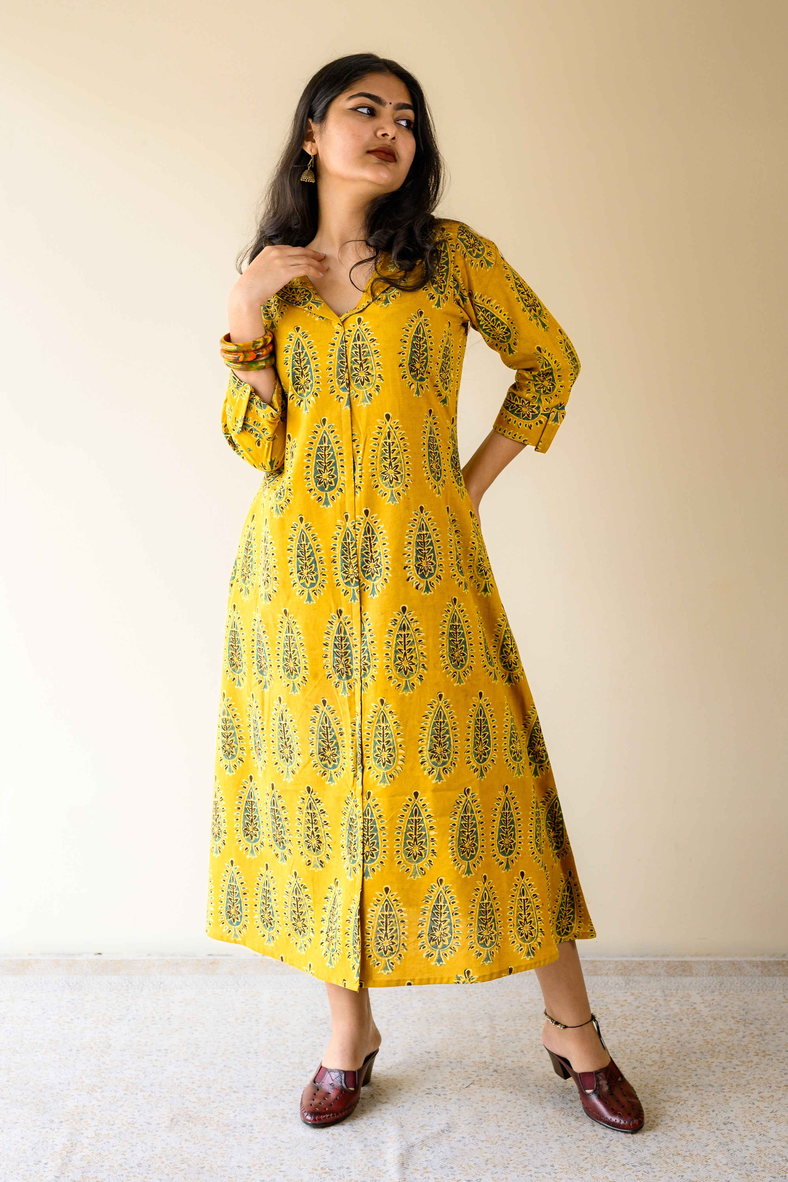 Ruhaani Turmeric Ajrakh Dress