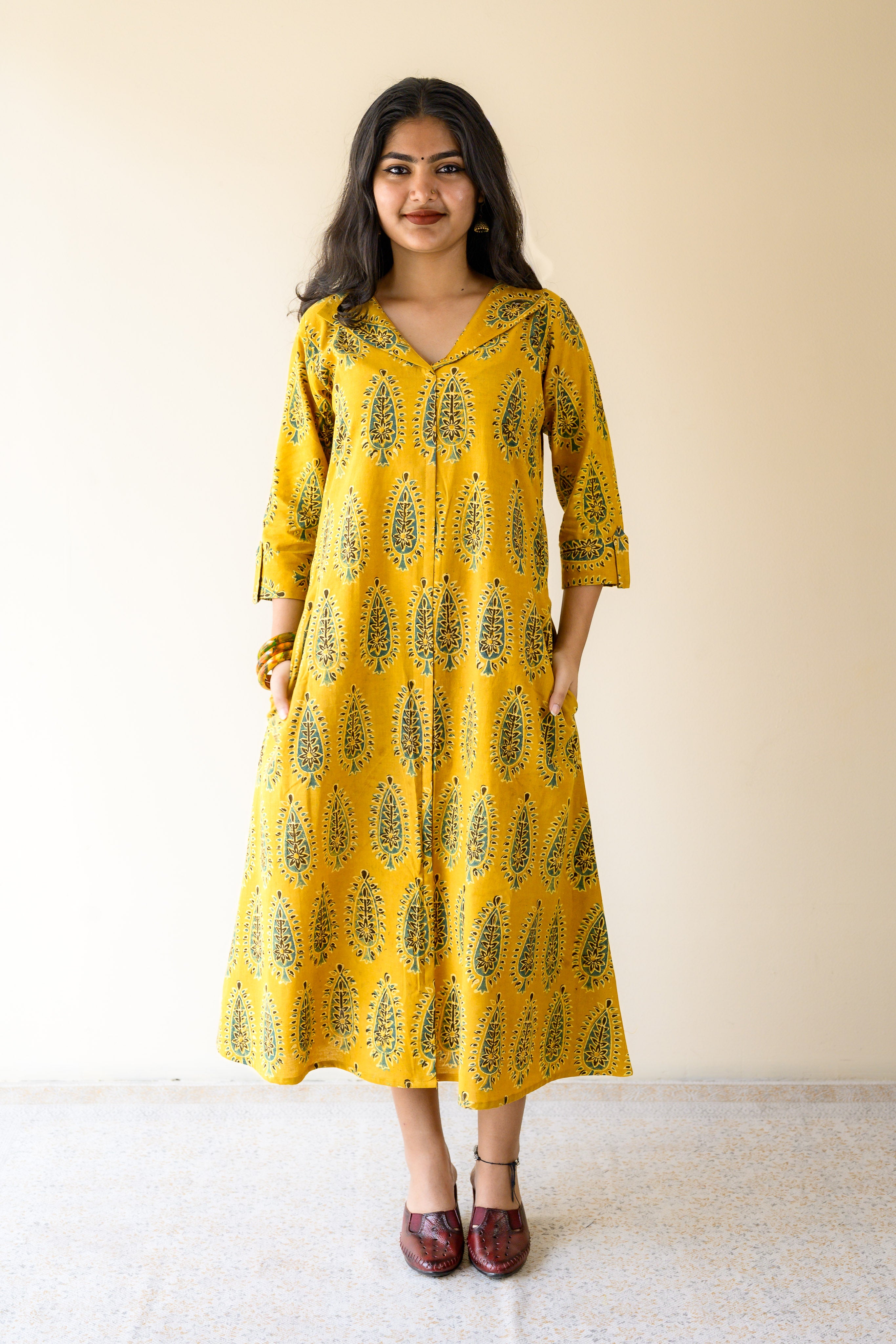 Ruhaani Turmeric Ajrakh Dress