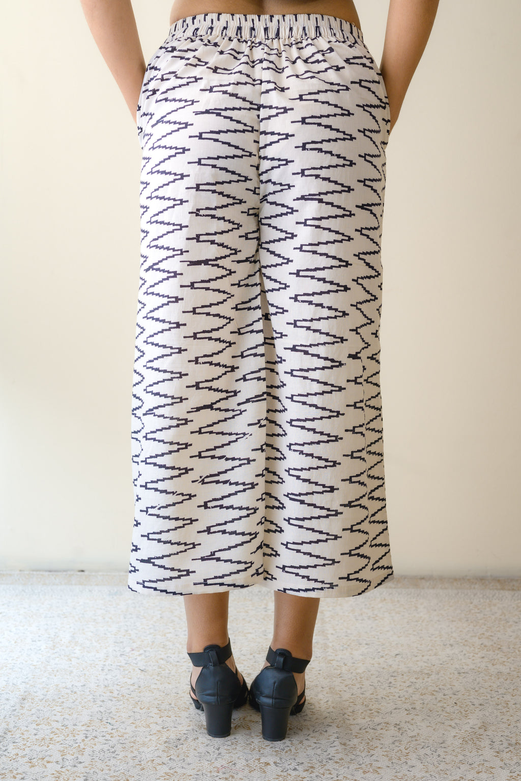Noor White Handblock Cotton Short Palazzo