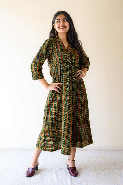 Araaya Ajrakh Stripes Dress