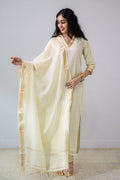 Ivory Maheshwari Silk Dupatta