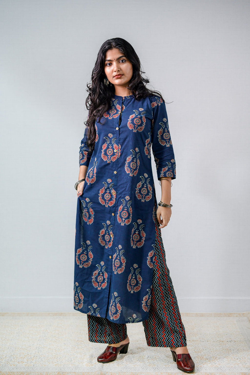 Pankhuri Indigo Ajrakh Straight  Kurta