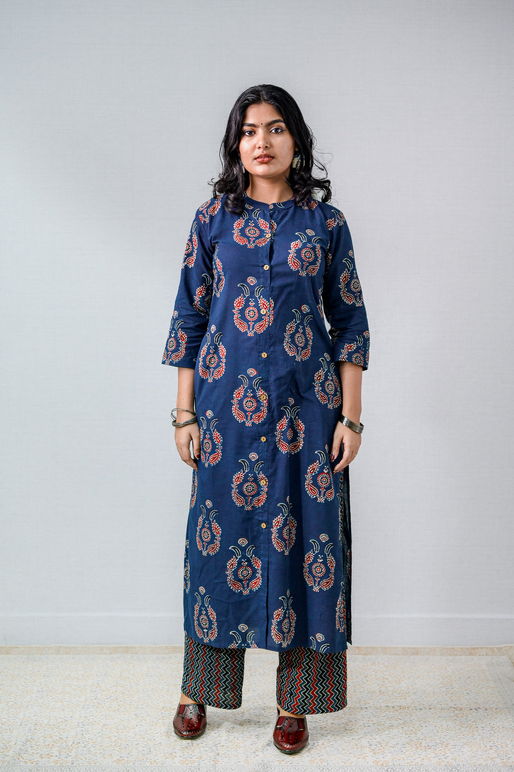 Pankhuri Indigo Ajrakh Straight  Kurta