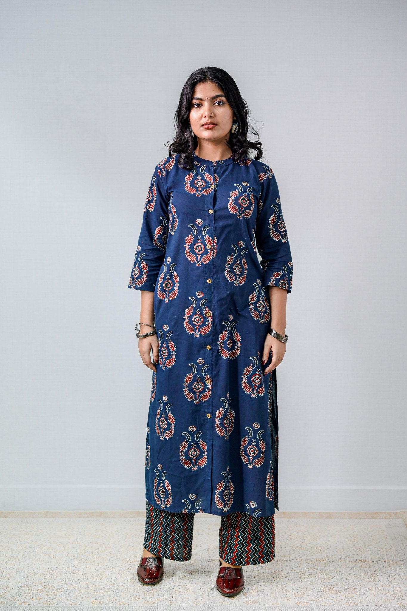 Pankhuri Indigo Ajrakh Straight  Kurta