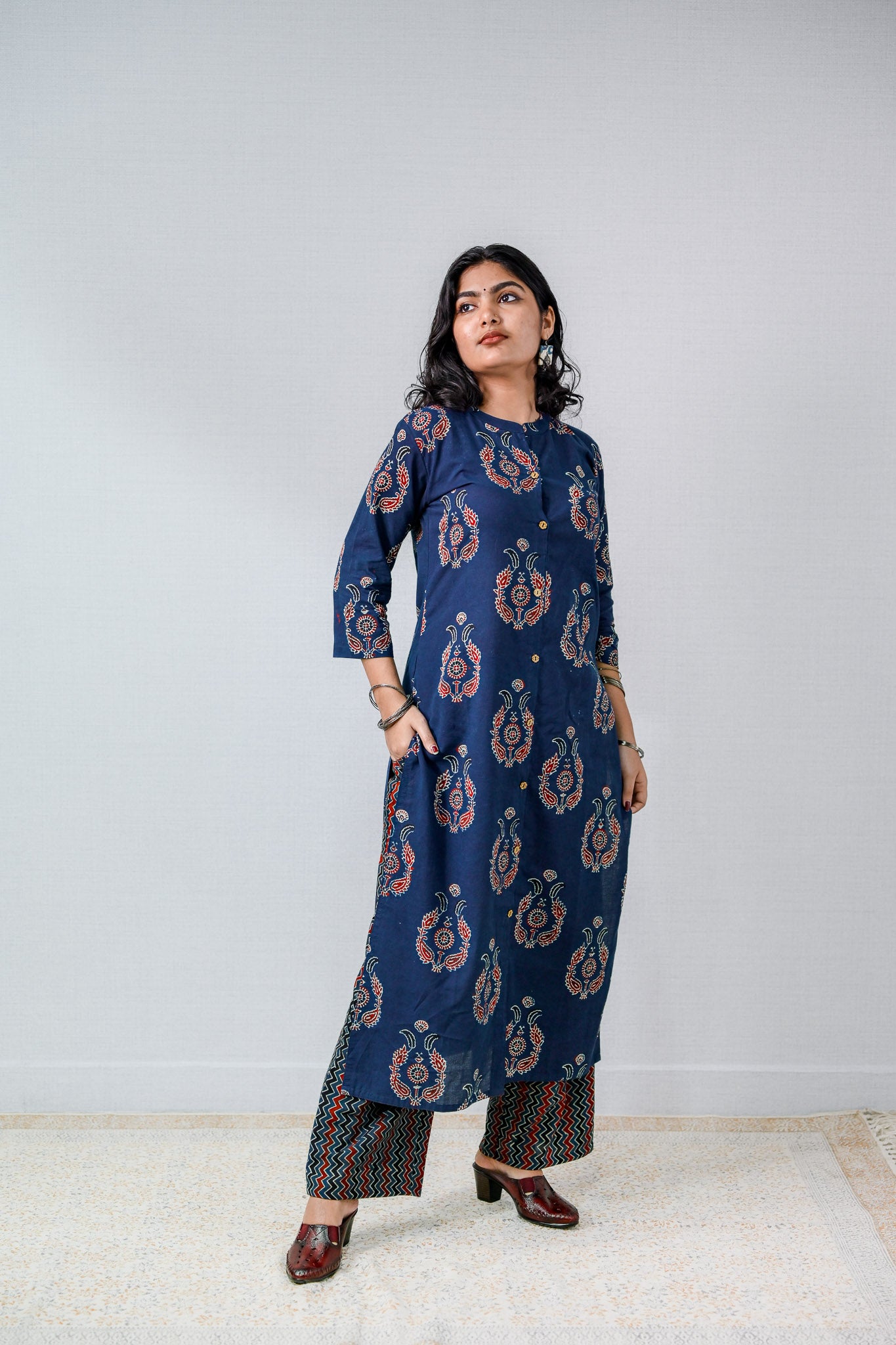 Pankhuri Indigo Ajrakh Straight  Kurta