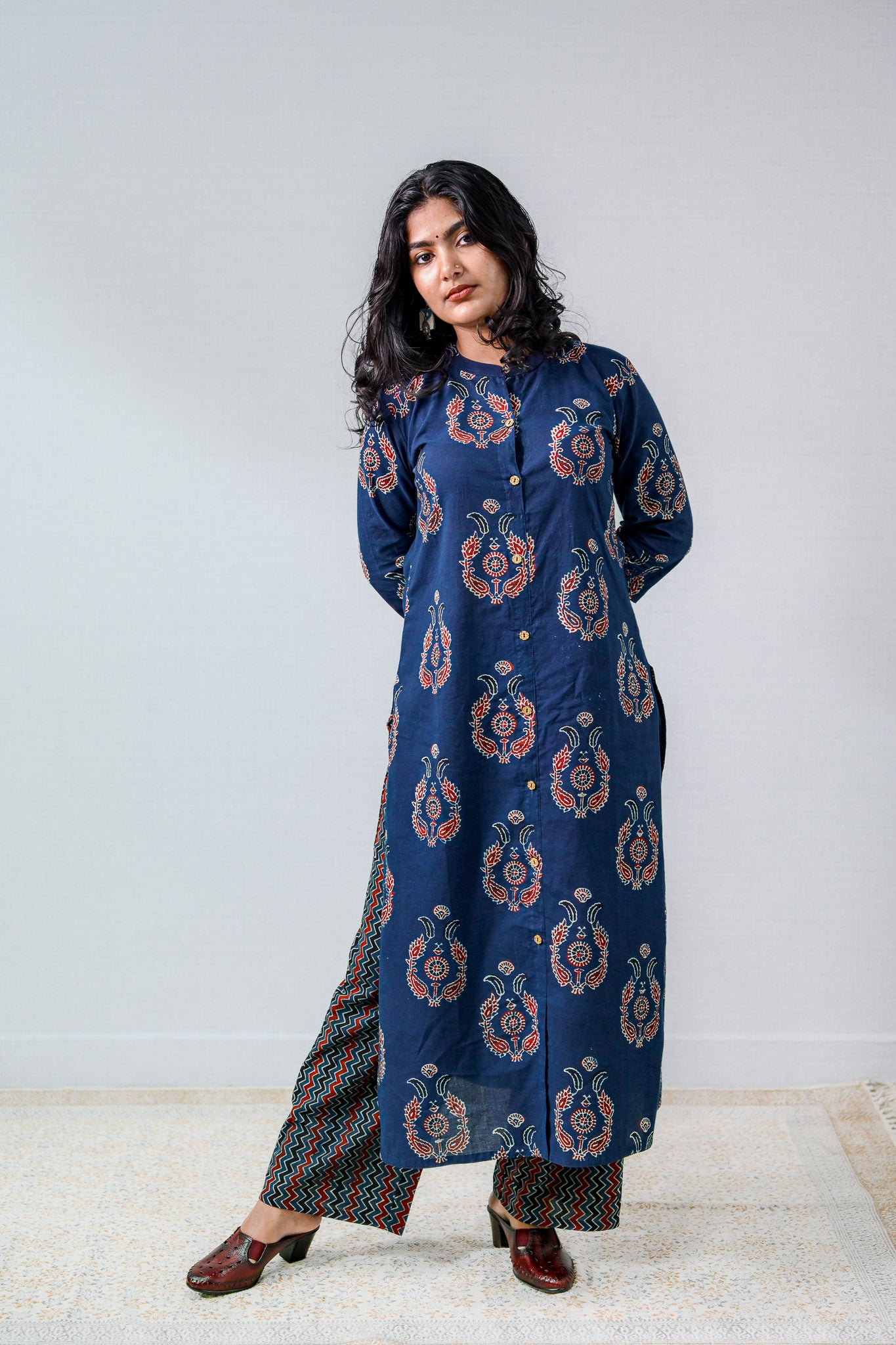 Pankhuri Indigo Ajrakh Straight  Kurta