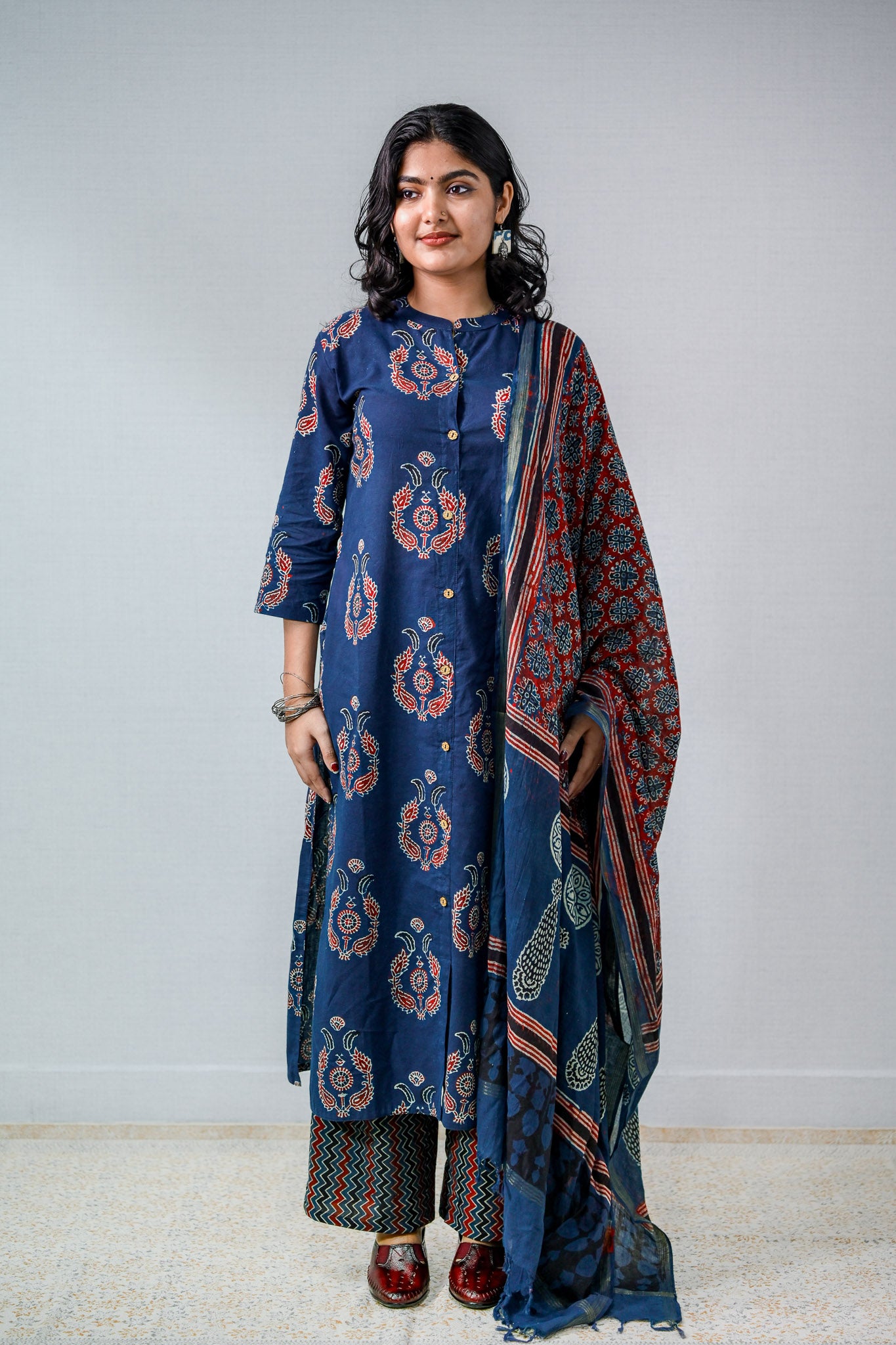 Pankhuri Indigo Ajrakh Straight  Kurta