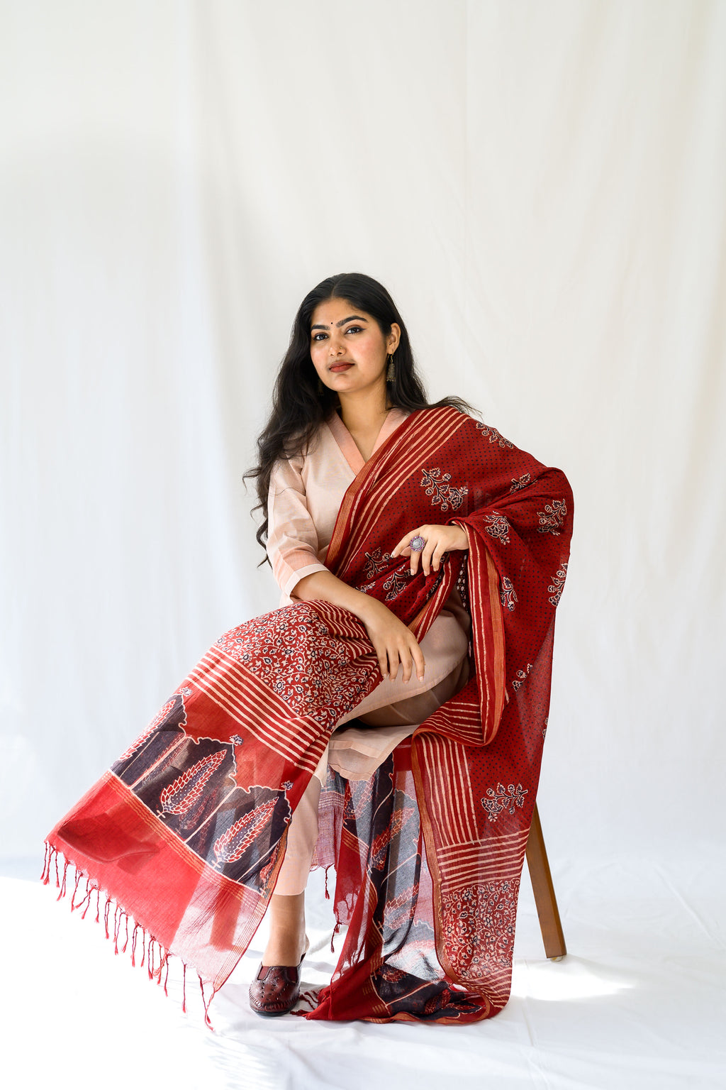 Kasavu Elegance Copper Tissue Straight Kurta