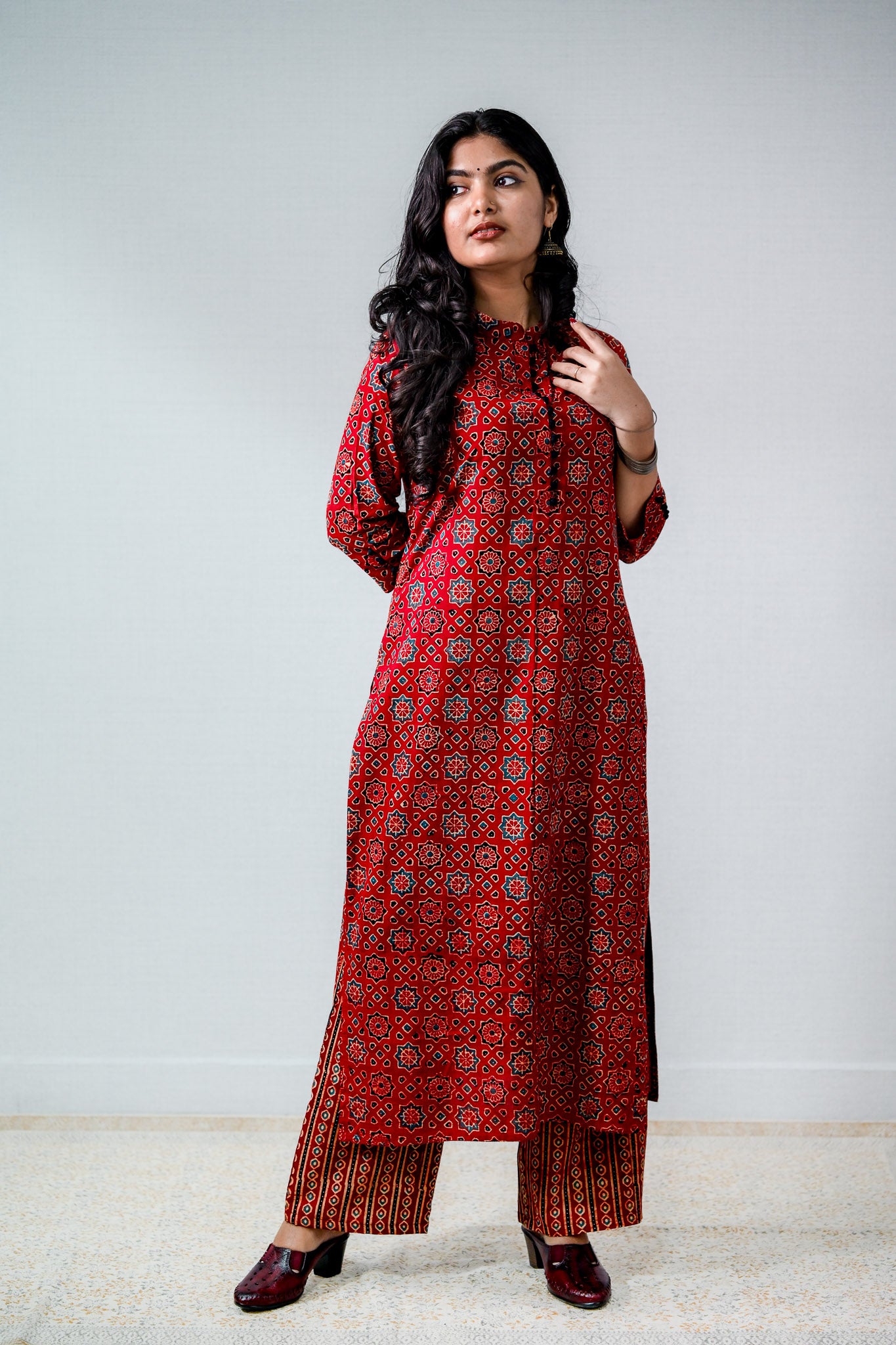 Mahnoor Madder Red Ajrakh Straight Kurta