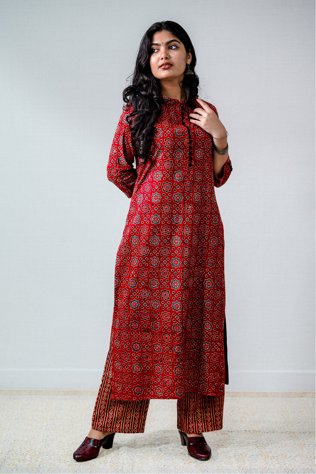 Mahnoor Madder Red Ajrakh Straight Kurta
