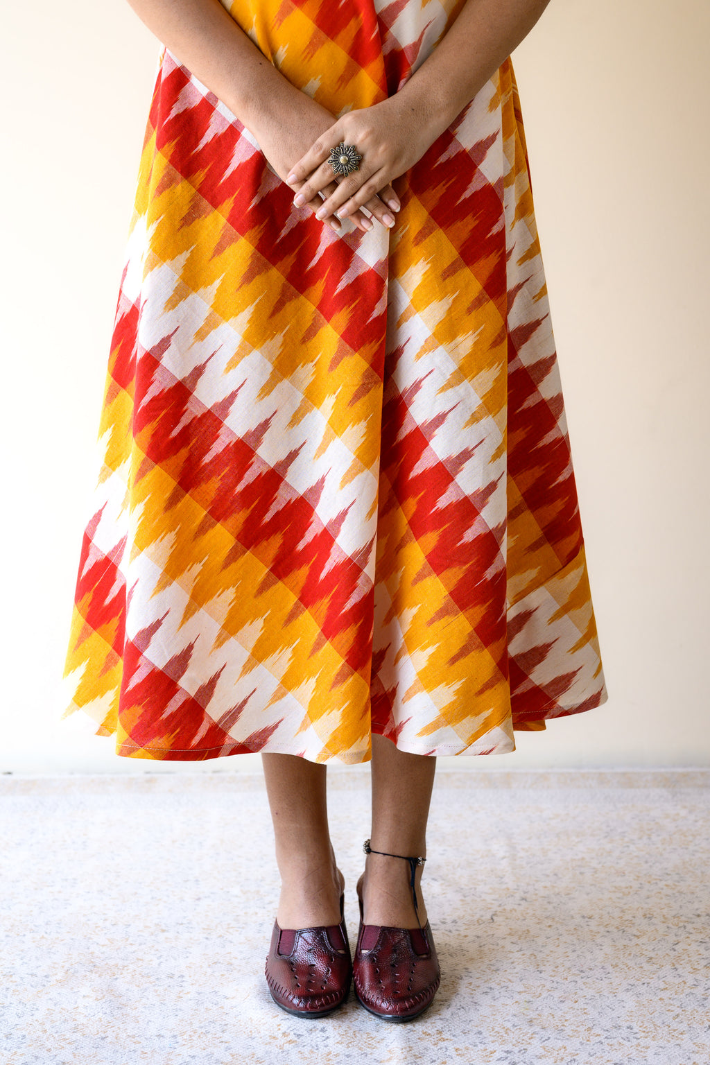 Saffron & Snow Ikkat Sleeveless Dress