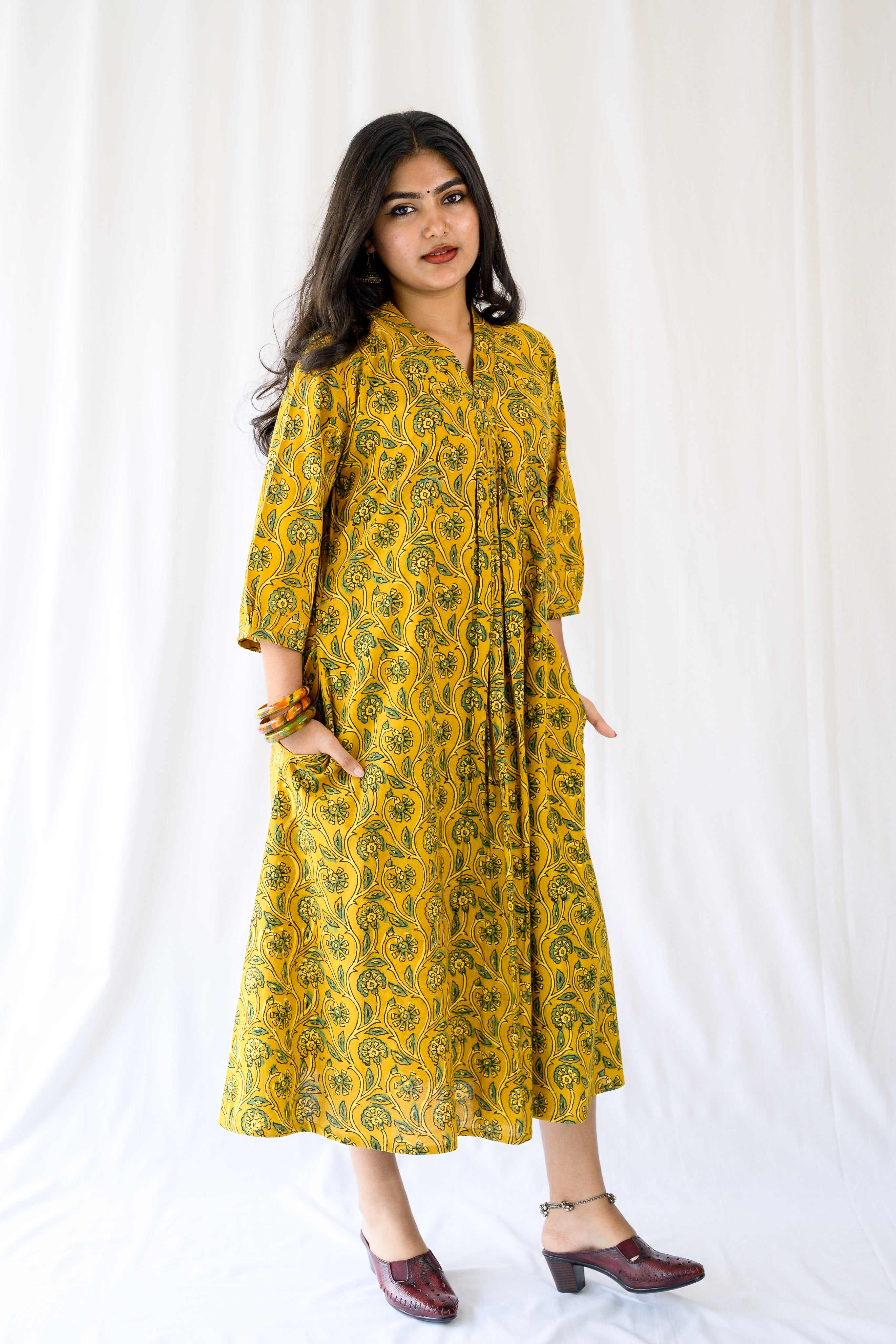 Mehreen Turmeric Ajrakh Dress