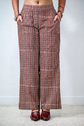 Pearl Stripes Coffee Ajrakh Parallel Pants
