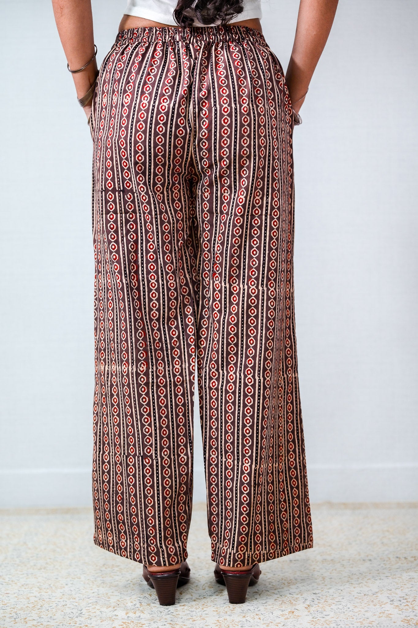 Pearl Stripes Coffee Ajrakh Parallel Pants