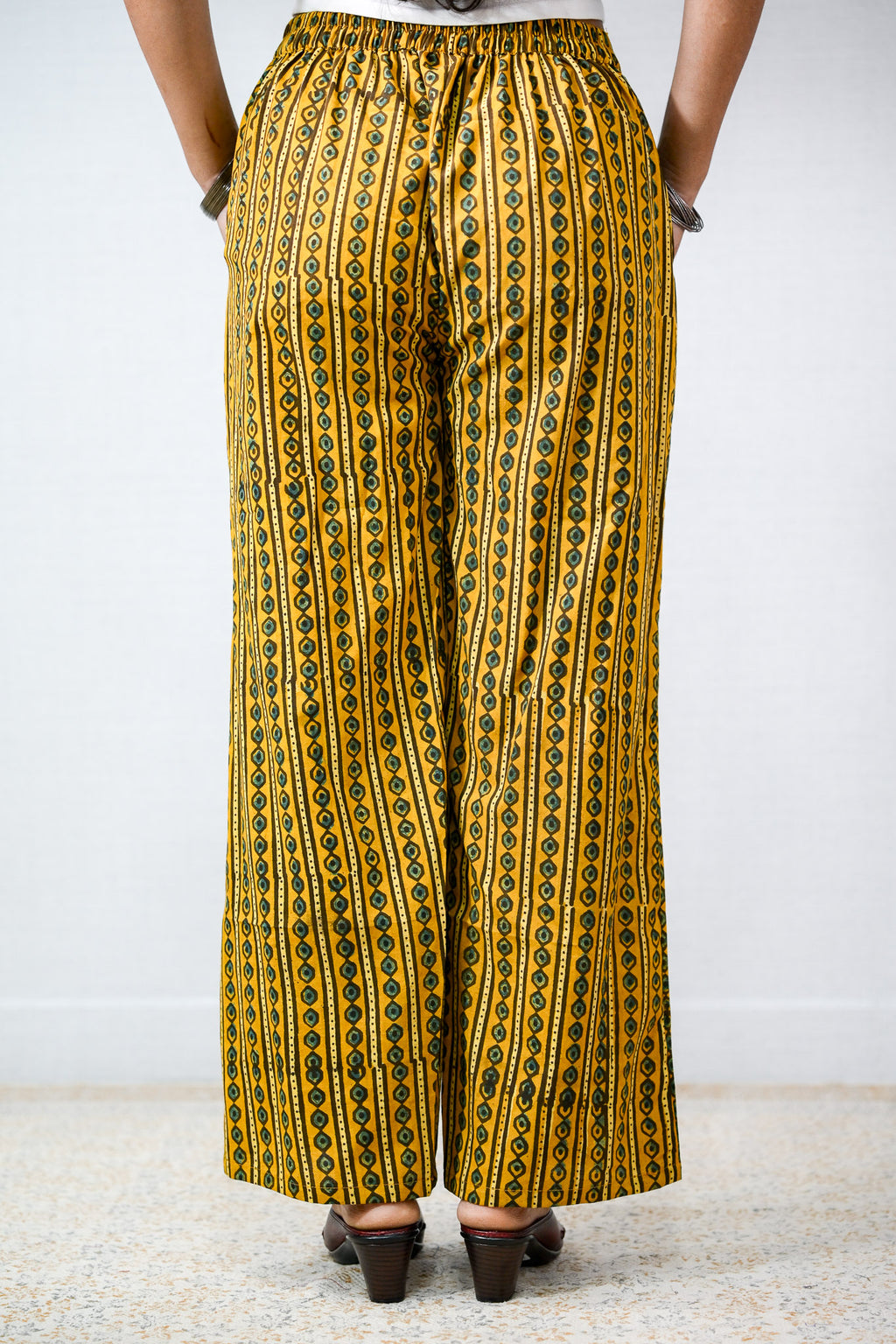 Pearl Stripes Turmeric Ajrakh Parallel Pants
