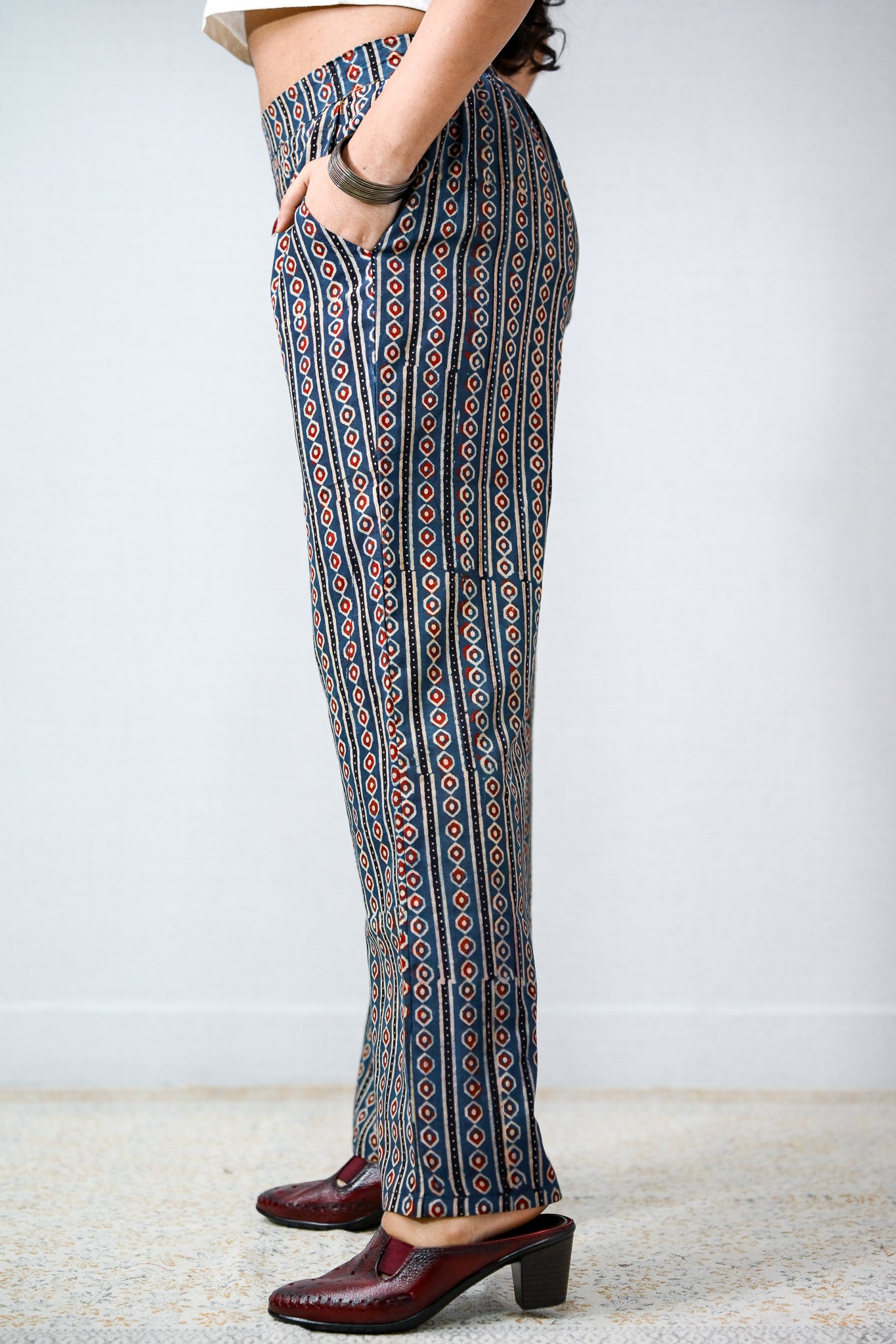 Pearl Stripes Indigo Ajrakh Parallel Pants