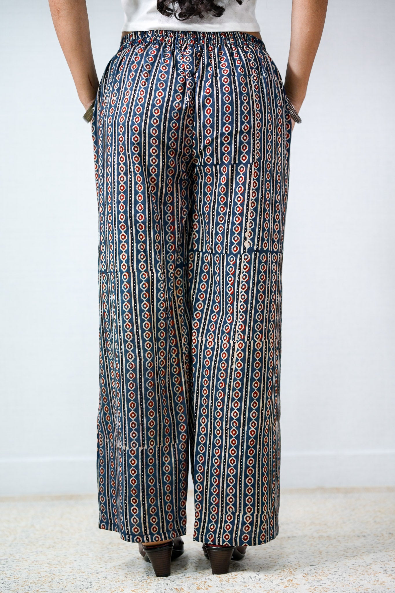 Pearl Stripes Indigo Ajrakh Parallel Pants