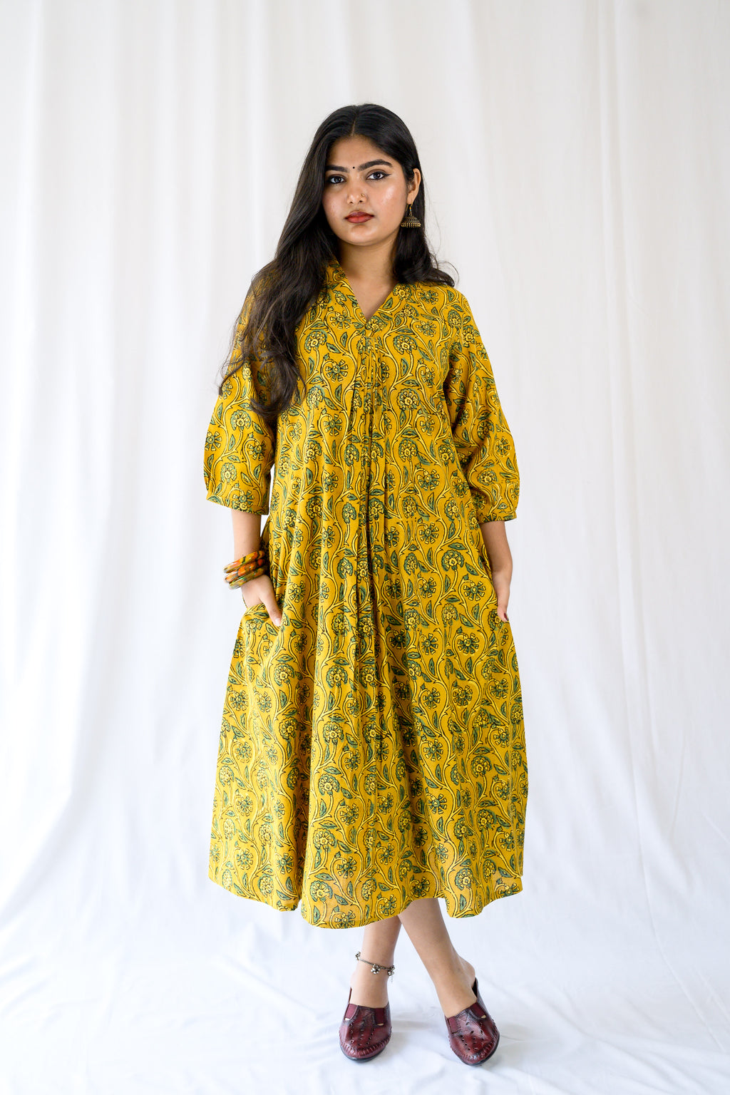 Mehreen Turmeric Ajrakh Dress
