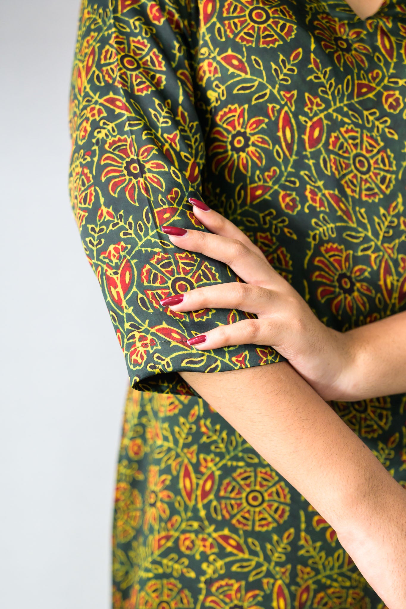 Green Vines Modal Ajrakh Kurta