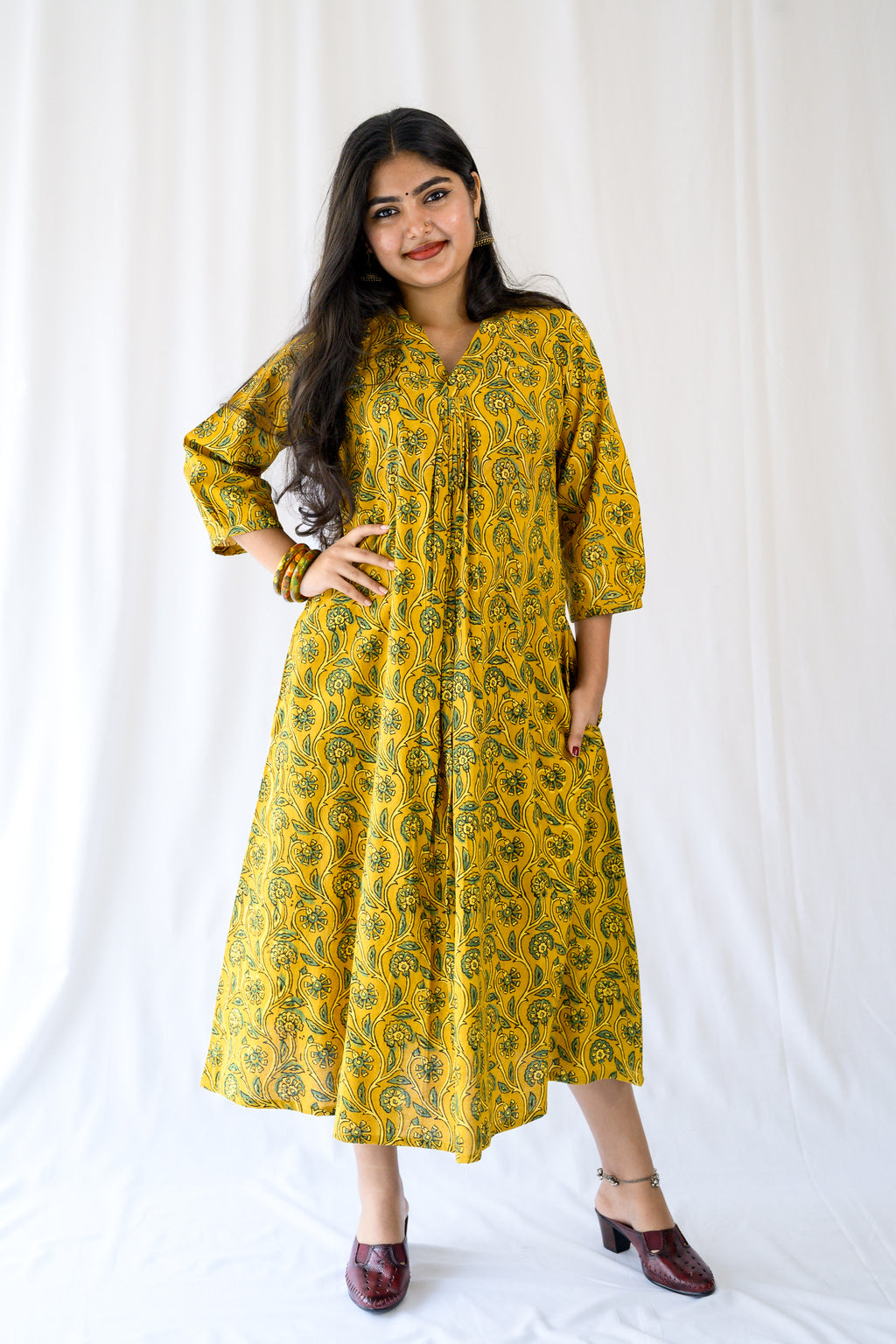 Mehreen Turmeric Ajrakh Dress