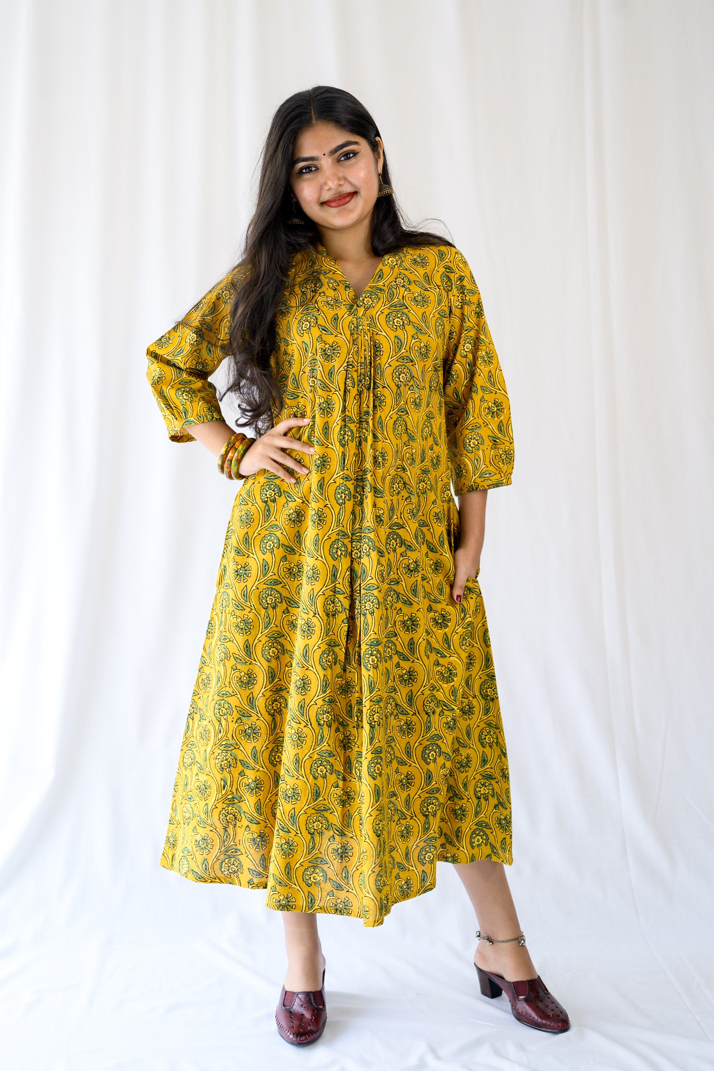 Mehreen Turmeric Ajrakh Dress