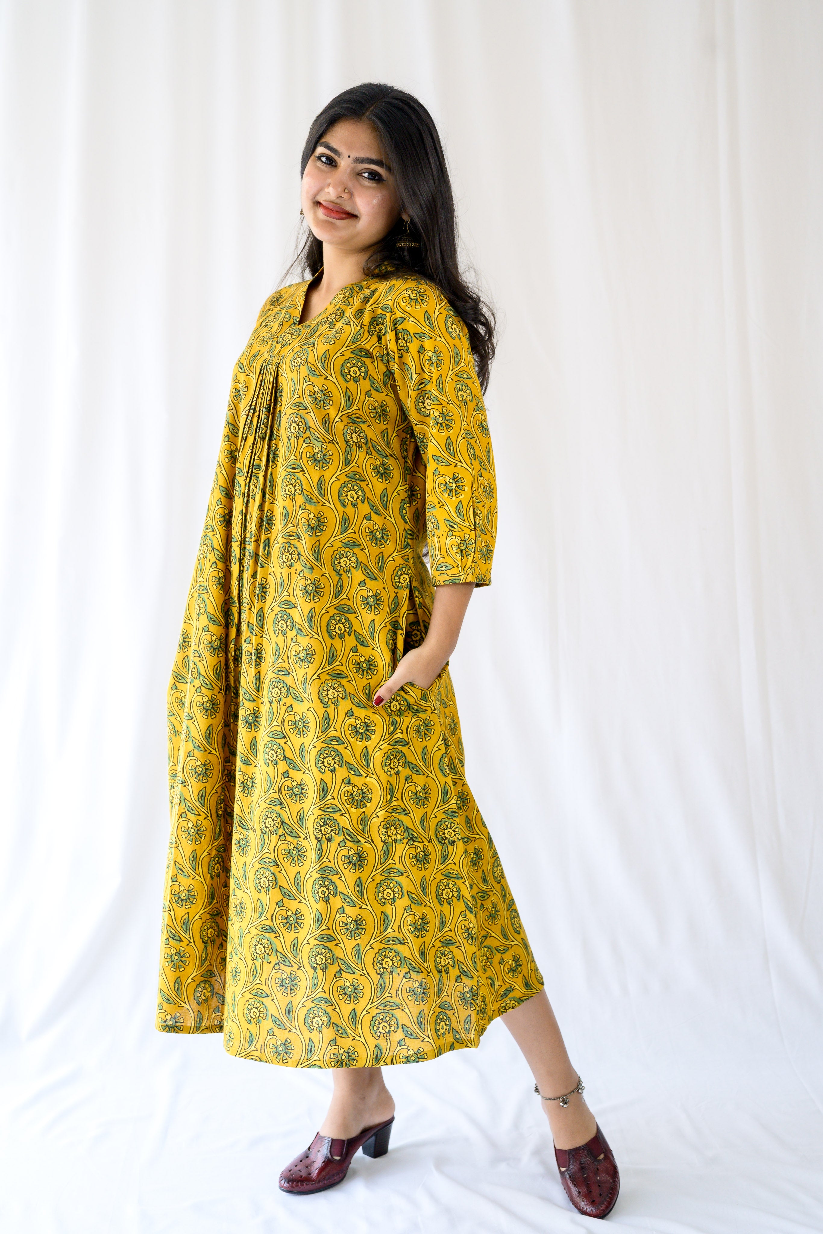 Mehreen Turmeric Ajrakh Dress