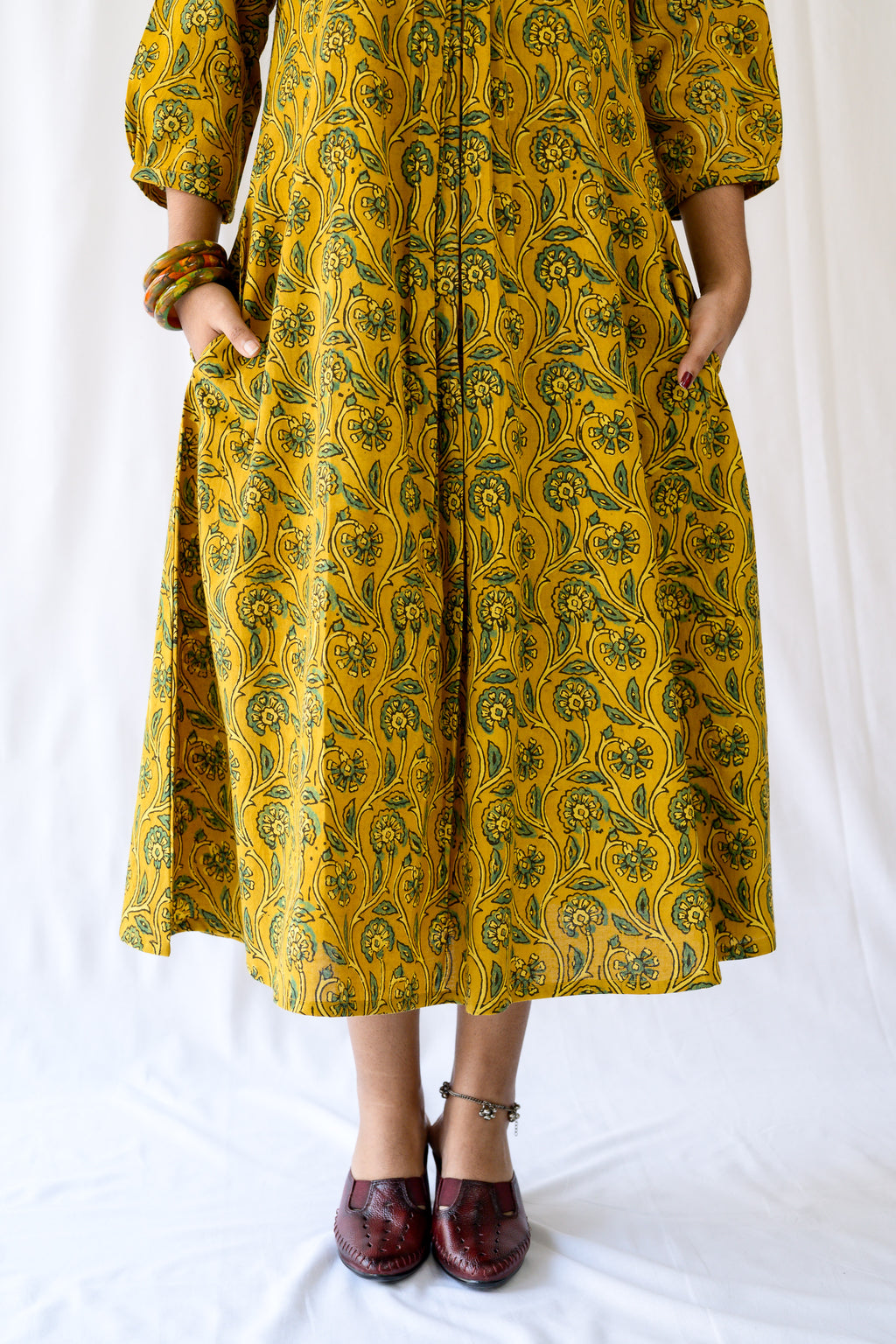 Mehreen Turmeric Ajrakh Dress
