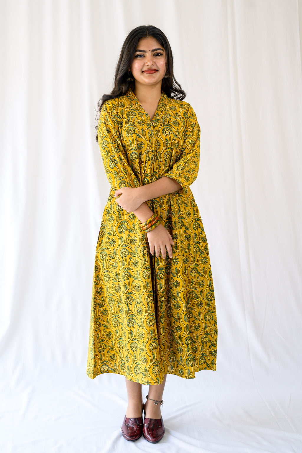 Mehreen Turmeric Ajrakh Dress