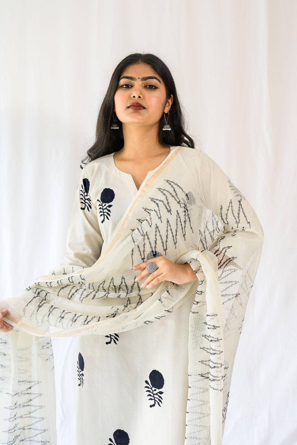 Set of 2- Raaheli Handblock Cotton Kurta & Pants Set