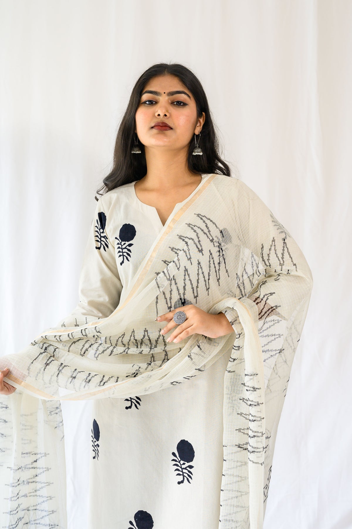 Set of 2- Raaheli Handblock Cotton Kurta & Pants Set