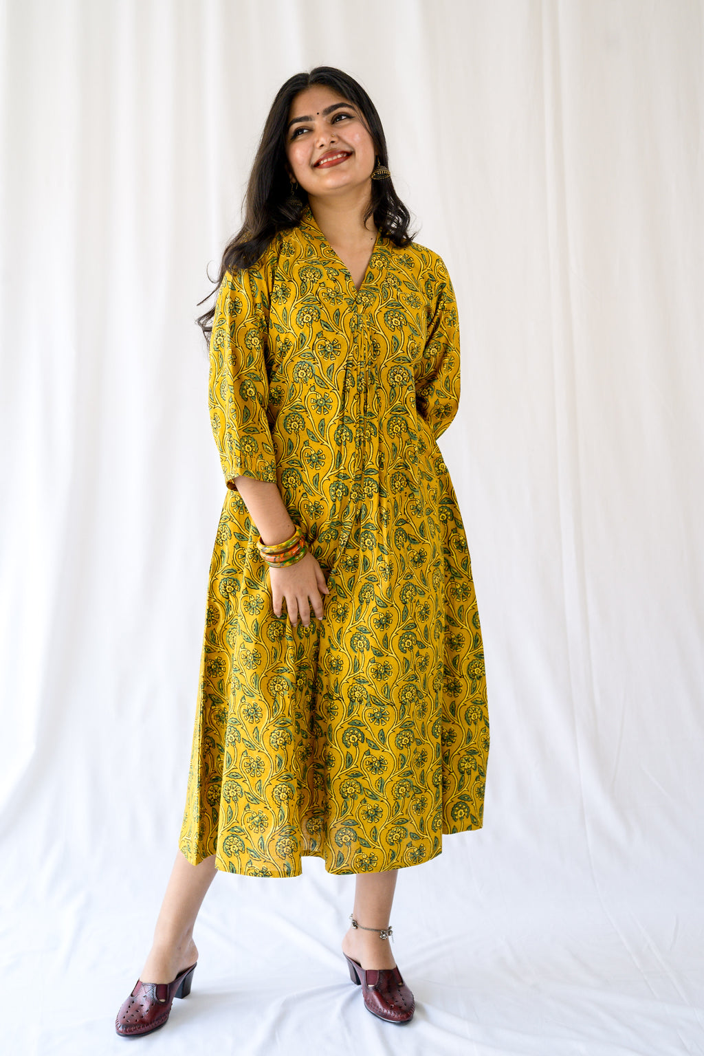 Mehreen Turmeric Ajrakh Dress