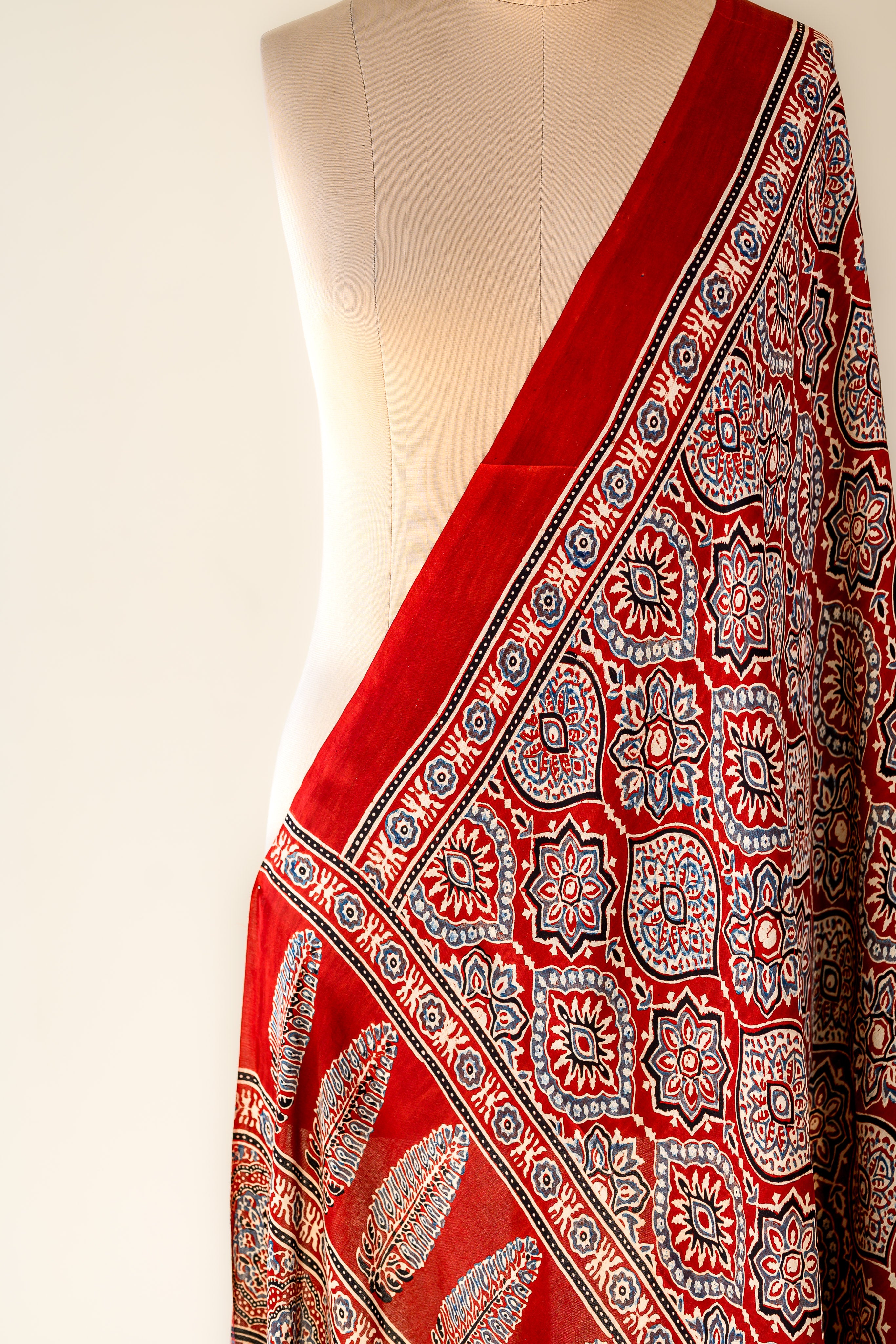 Gulmayur Ajrakh on Modal Madder Red Dupatta