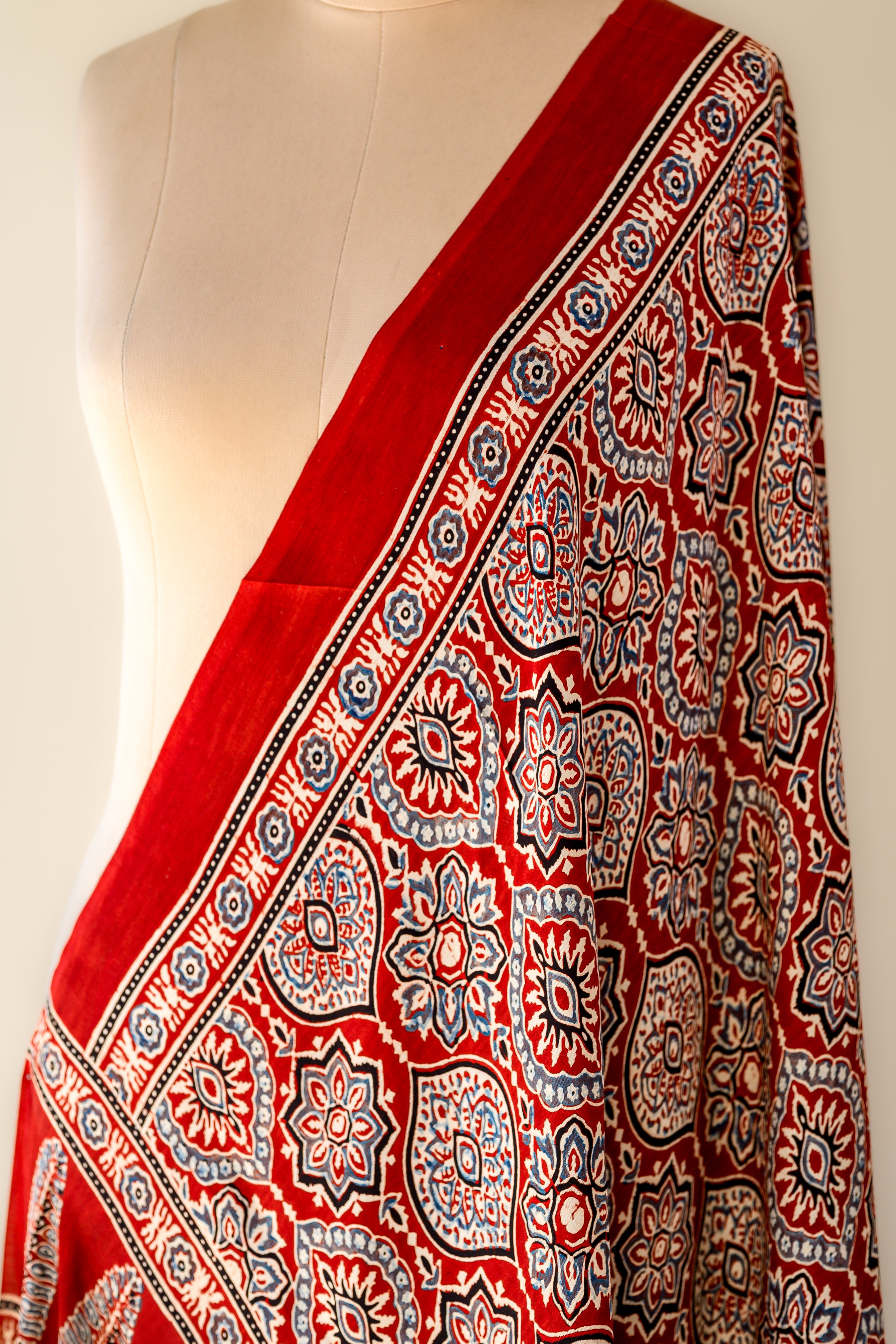 Gulmayur Ajrakh on Modal Madder Red Dupatta