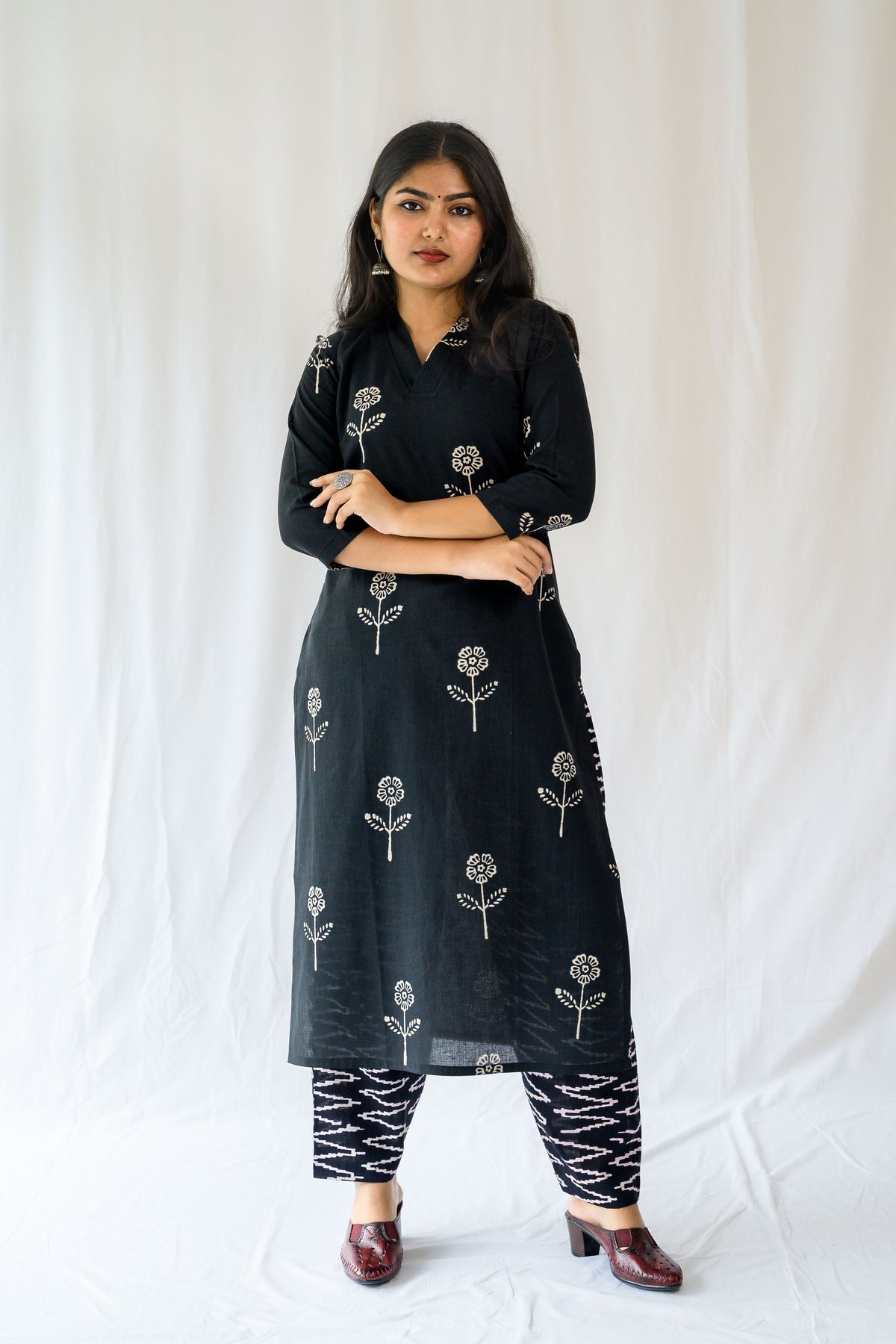 Set of 2-Mahelia Dabu Cotton Kurta & Pants Set