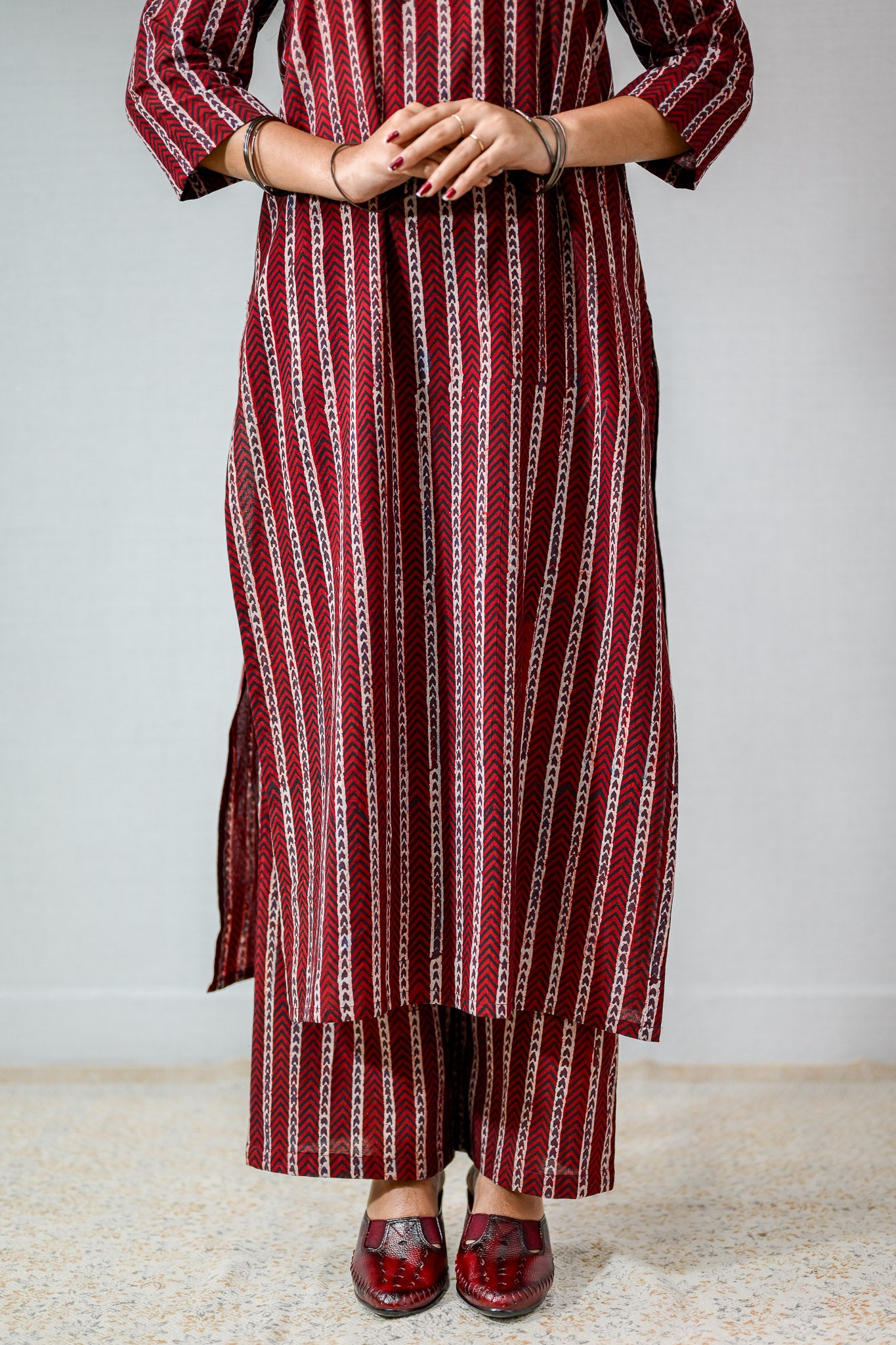 Zeraya Madder Red Ajrakh Kurta