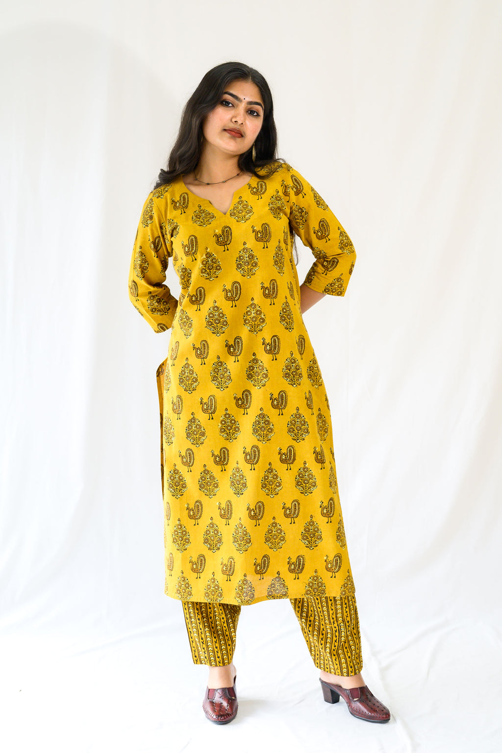 Set of 2- Hemali Ajrakh Cotton Kurta & Pants Set