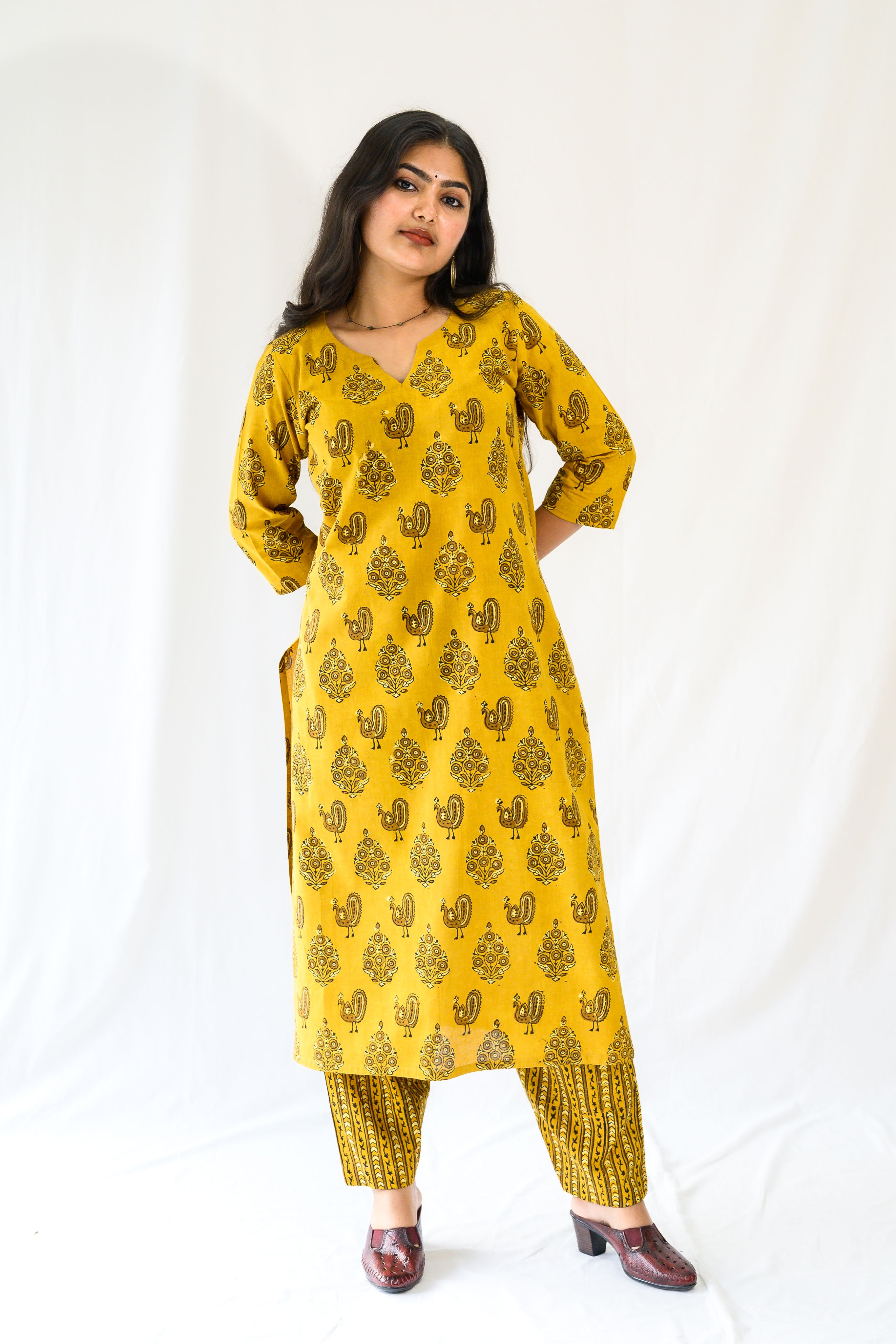 Set of 2- Hemali Ajrakh Cotton Kurta & Pants Set