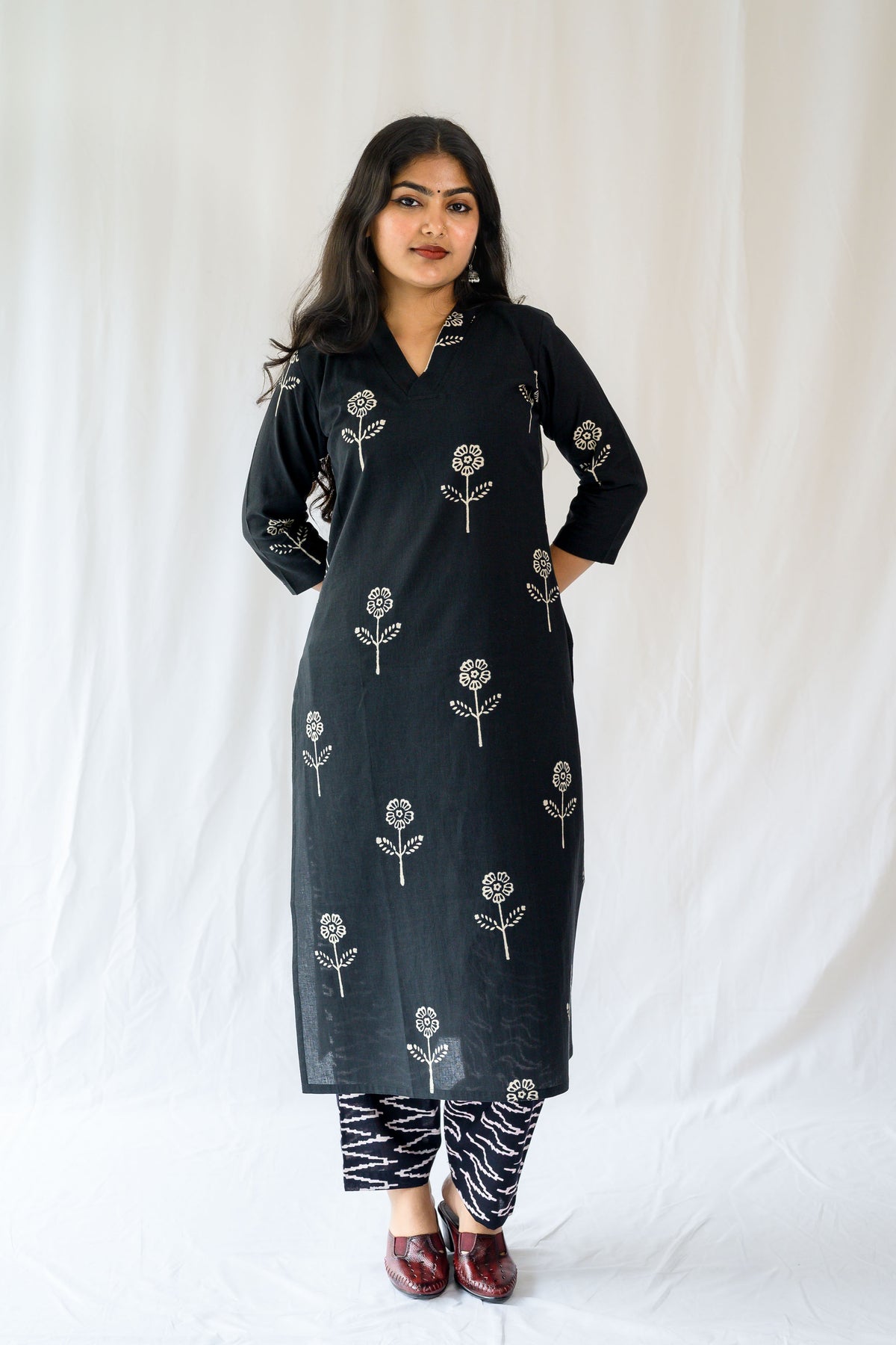 Set of 2-Mahelia Dabu Cotton Kurta & Pants Set