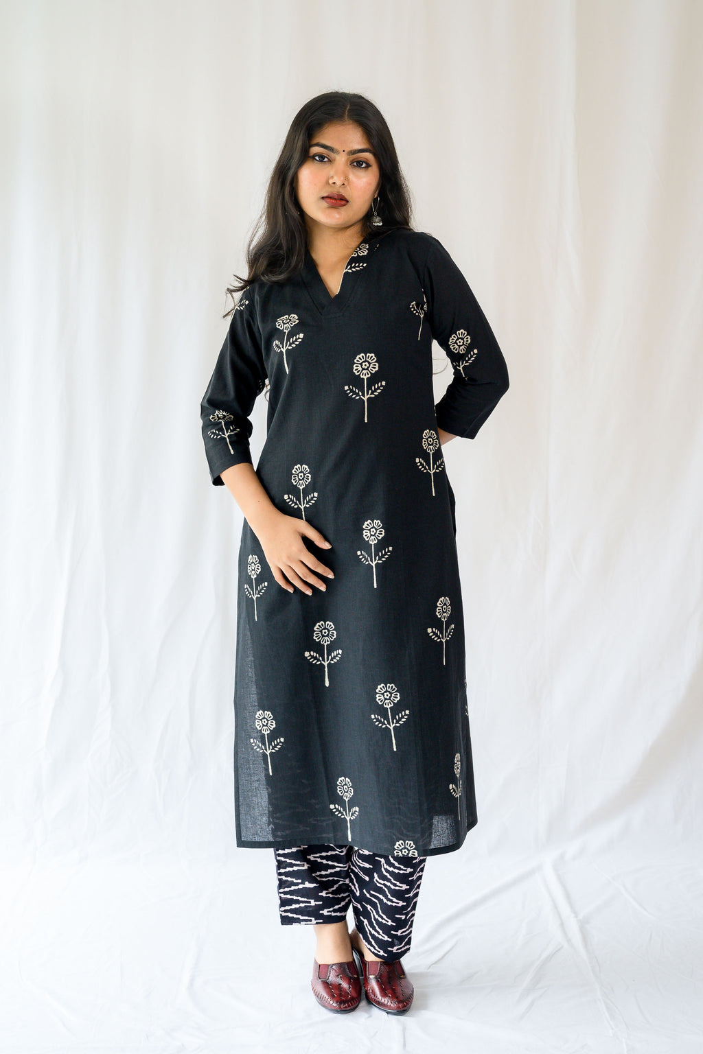 Set of 2-Mahelia Dabu Cotton Kurta & Pants Set