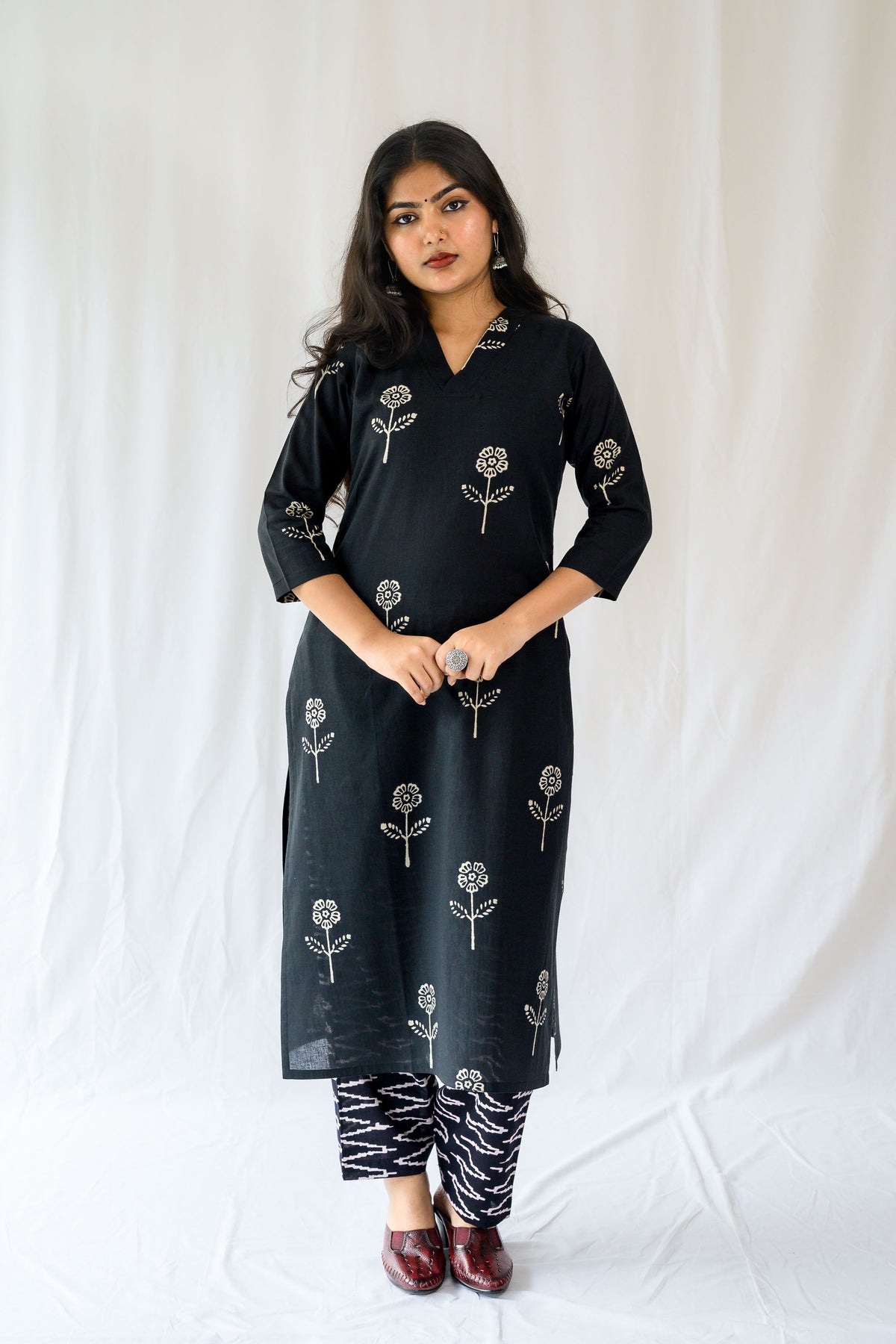 Set of 2-Mahelia Dabu Cotton Kurta & Pants Set