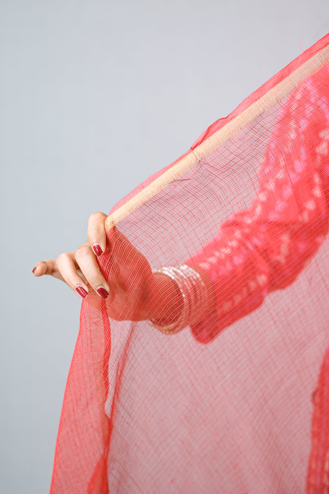 Dark Pink Plain Kota Doria Dupatta