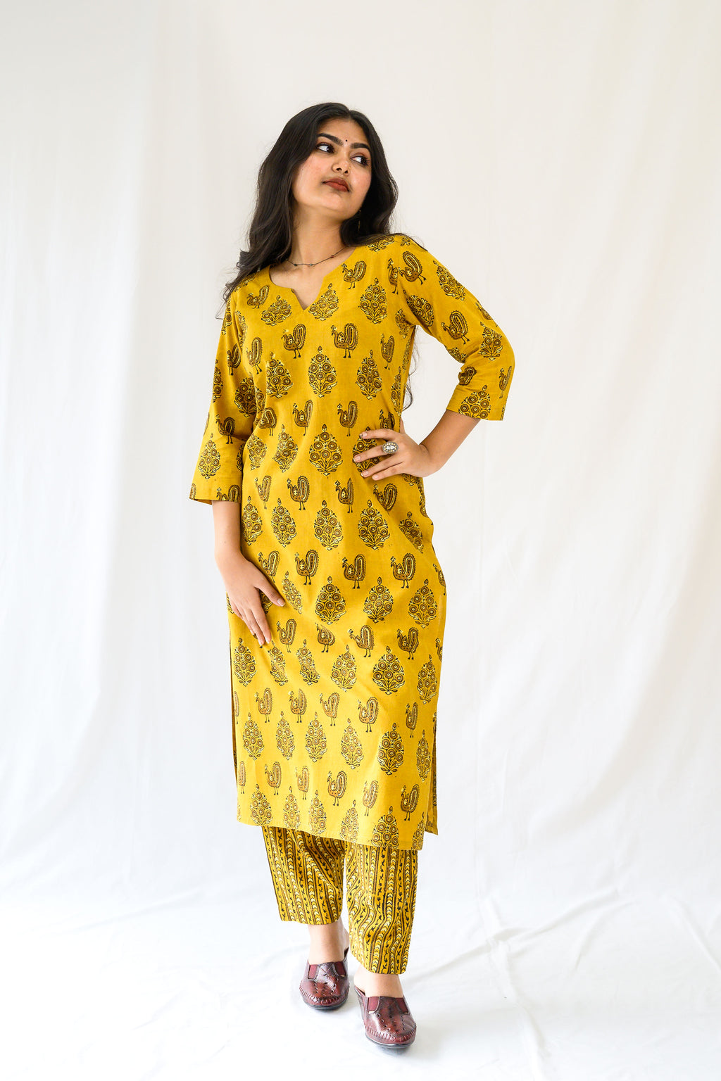 Set of 2- Hemali Ajrakh Cotton Kurta & Pants Set