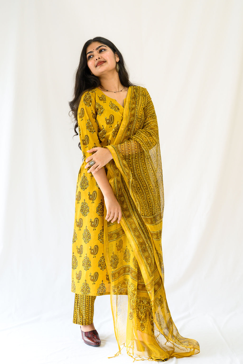 Set of 2- Hemali Ajrakh Cotton Kurta & Pants Set