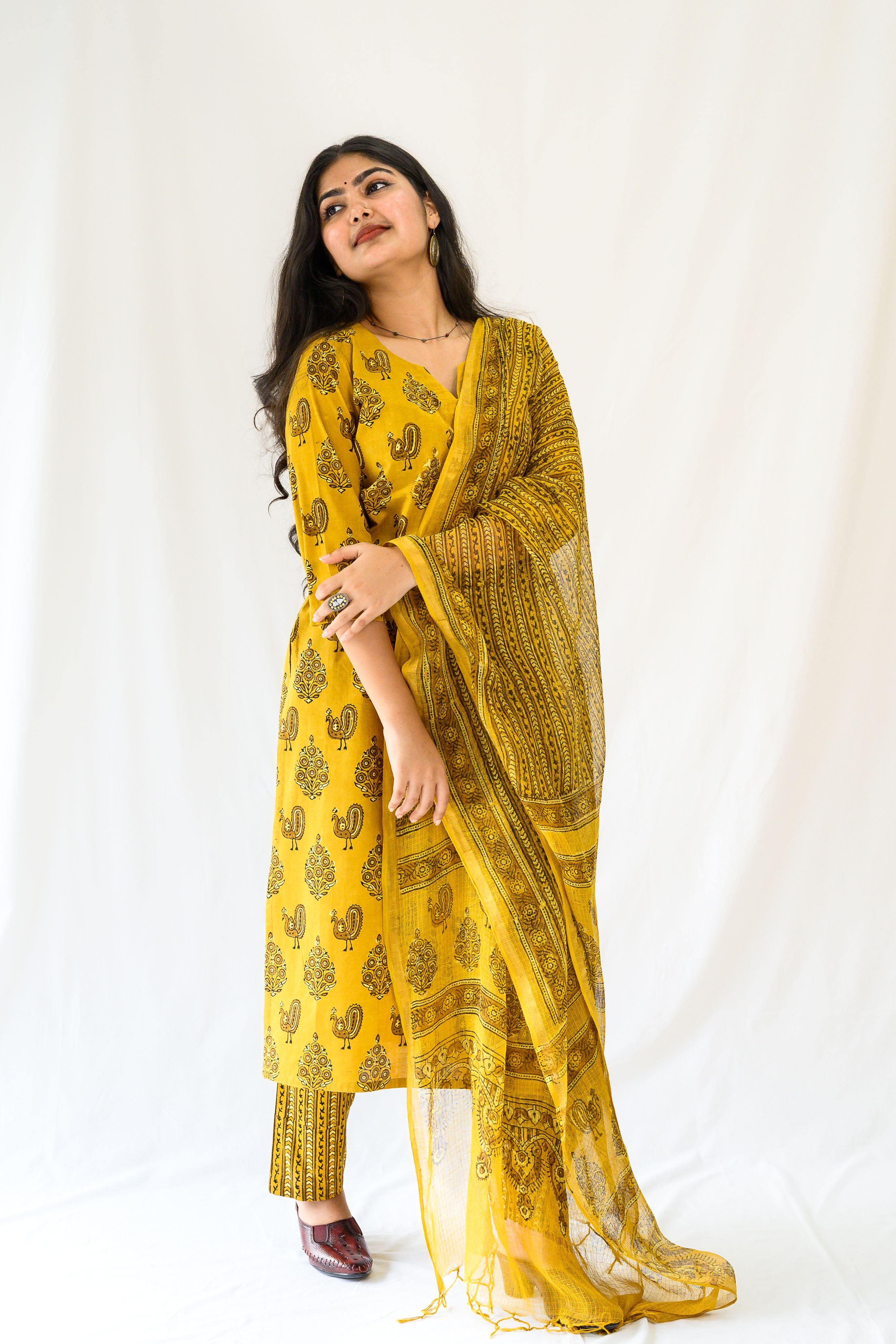 Set of 2- Hemali Ajrakh Cotton Kurta & Pants Set